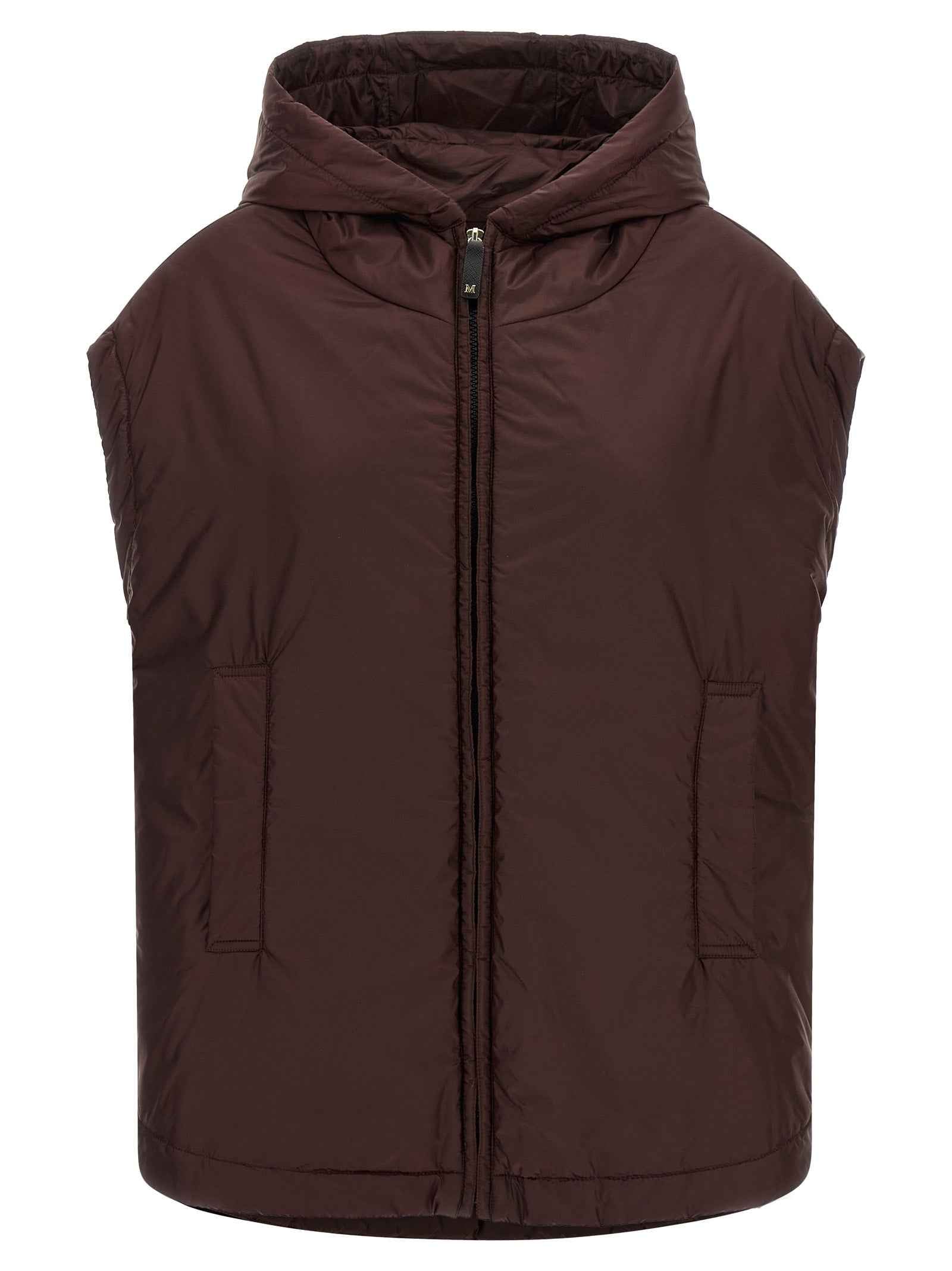 Max Mara Bordeaux Polyester Sleeveless Jacket