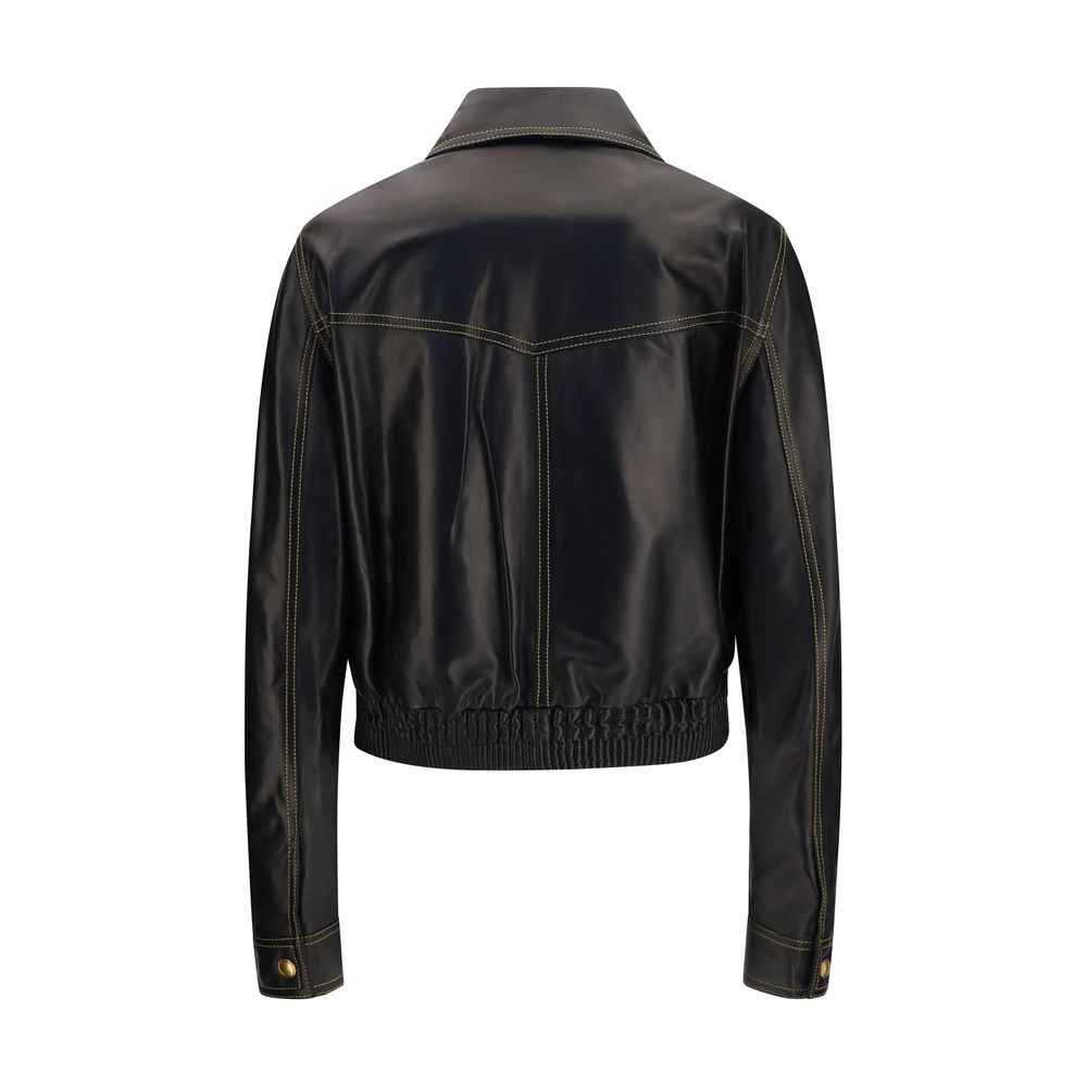Versace Black Lamb Ovis Aries Aries Leather Jacket