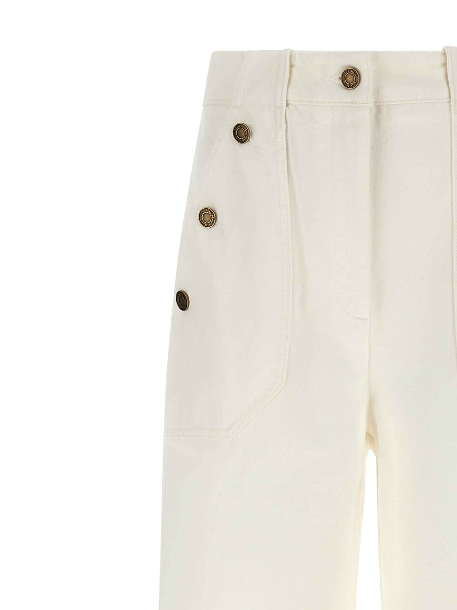 Max Mara White Cotton Flared Pants