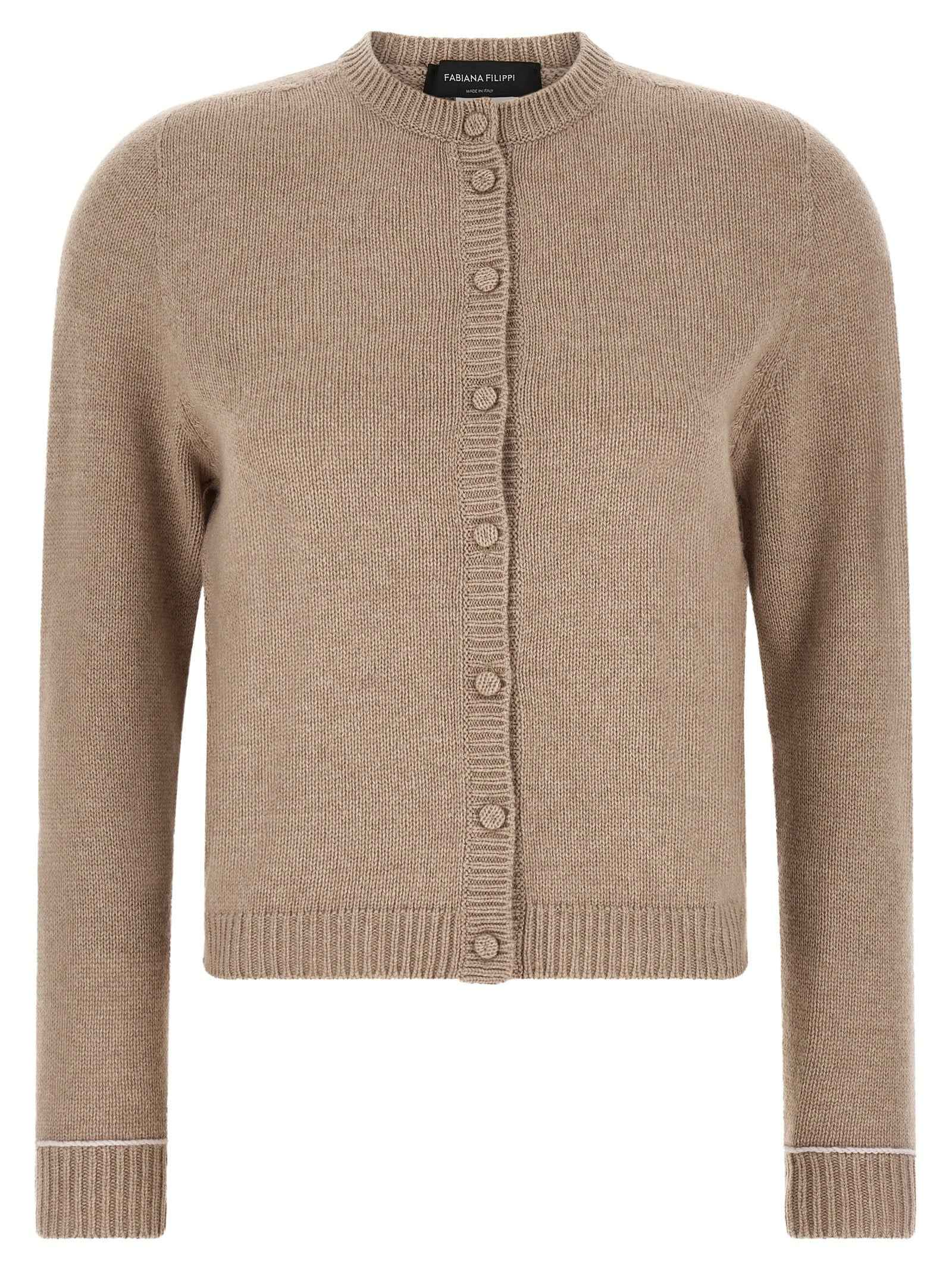 Fabiana Filippi Beige Virgin Wool Cardigan