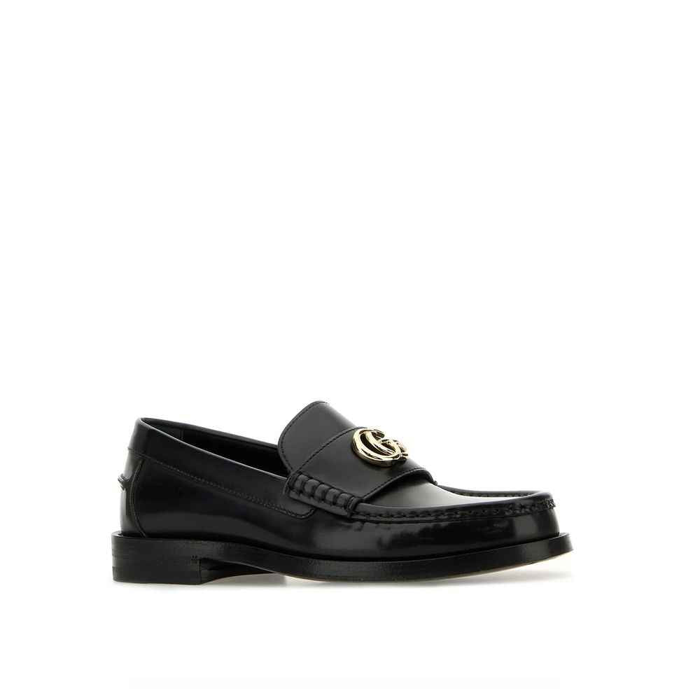 Gucci Black Leather Slip-On Loafers