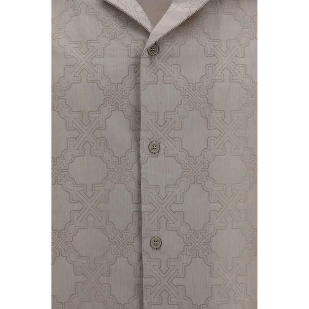 Off-White Beige Cotton Pattern Shirt