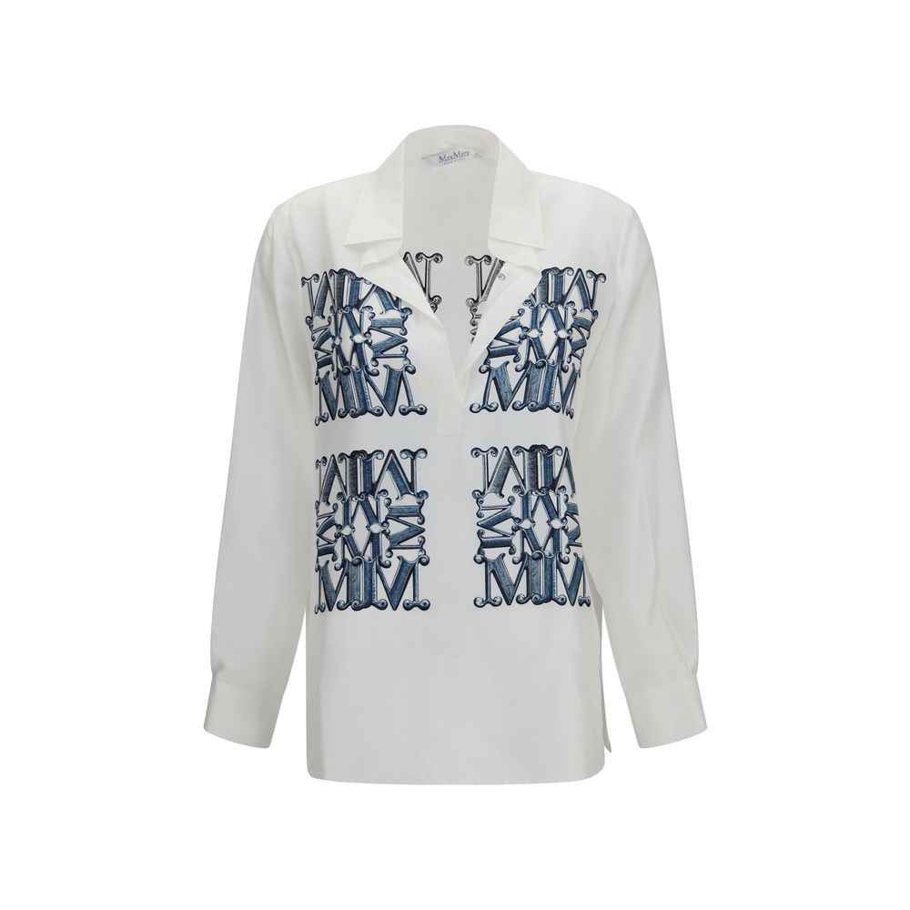Max Mara White Silk Pattern Shirt