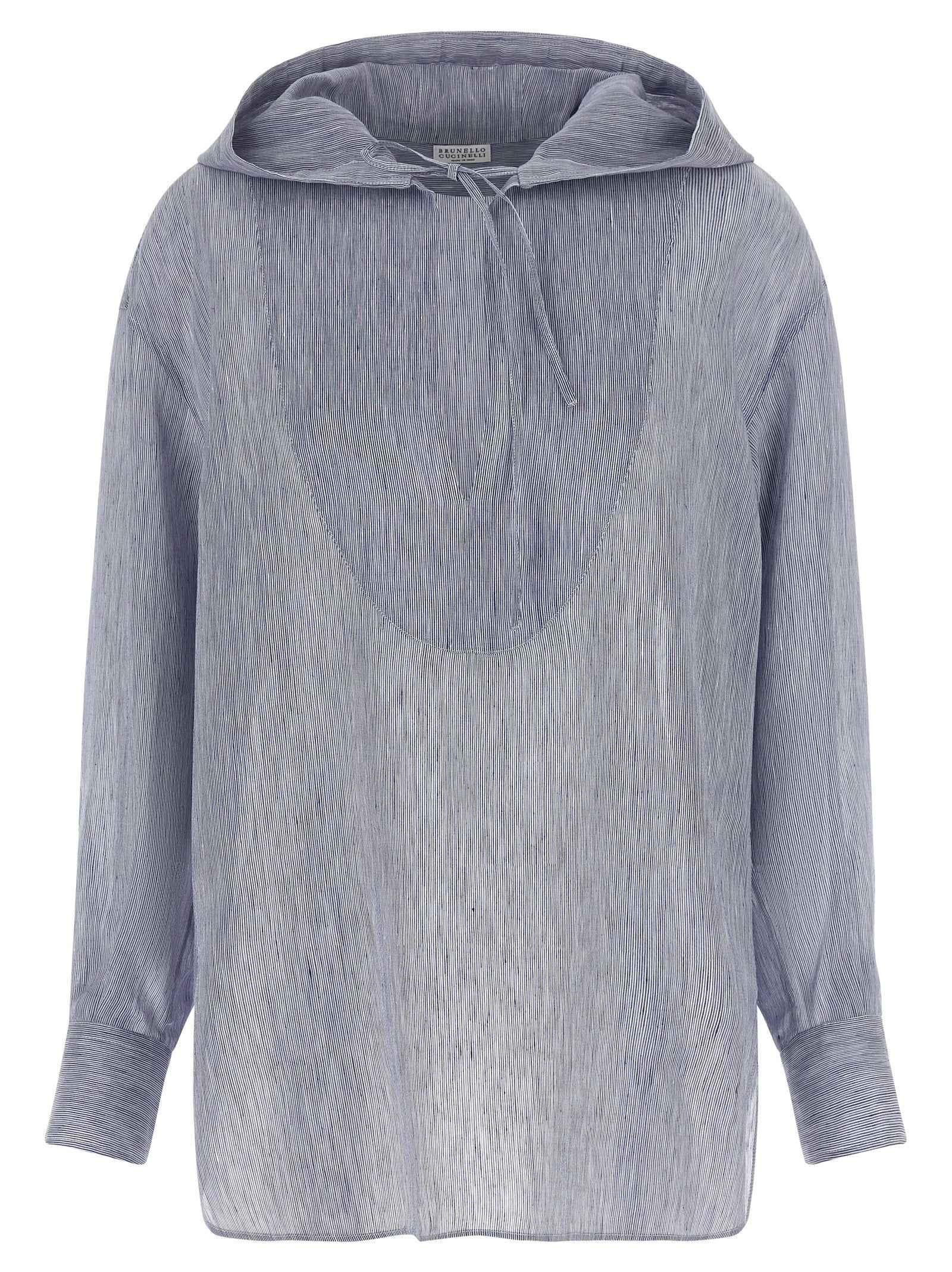 Brunello Cucinelli Blue Linen Blouse