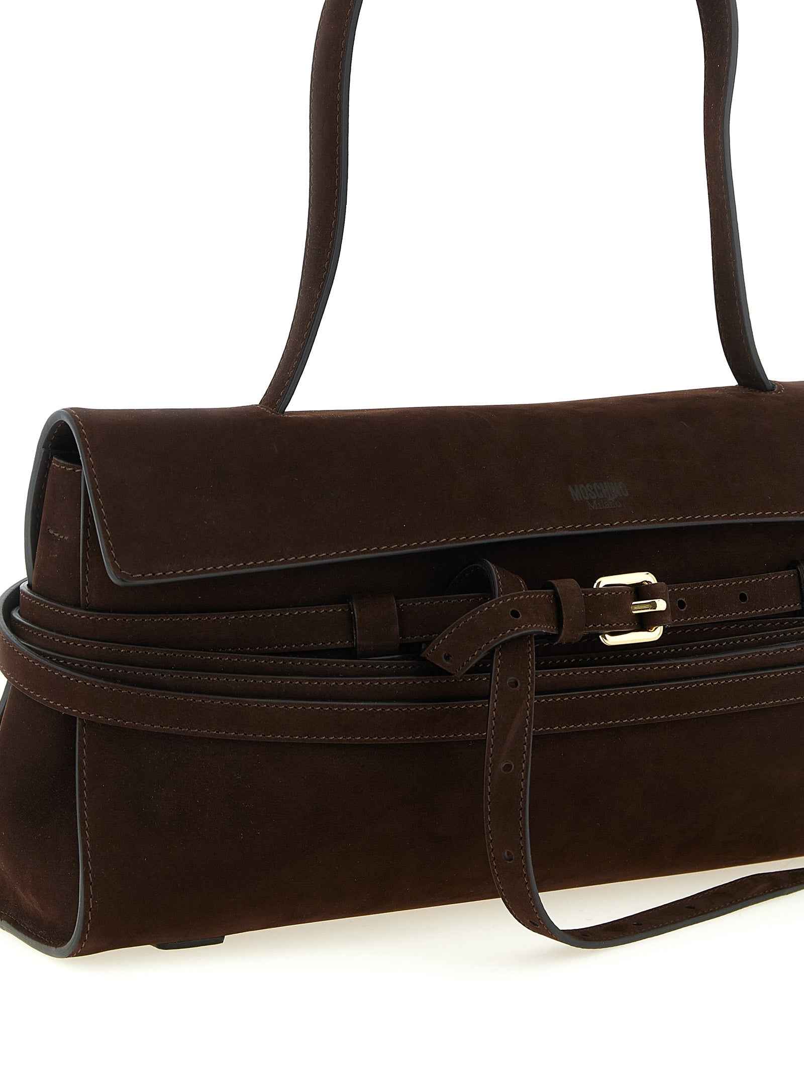 Moschino Brown Calfskin Shoulder Bag
