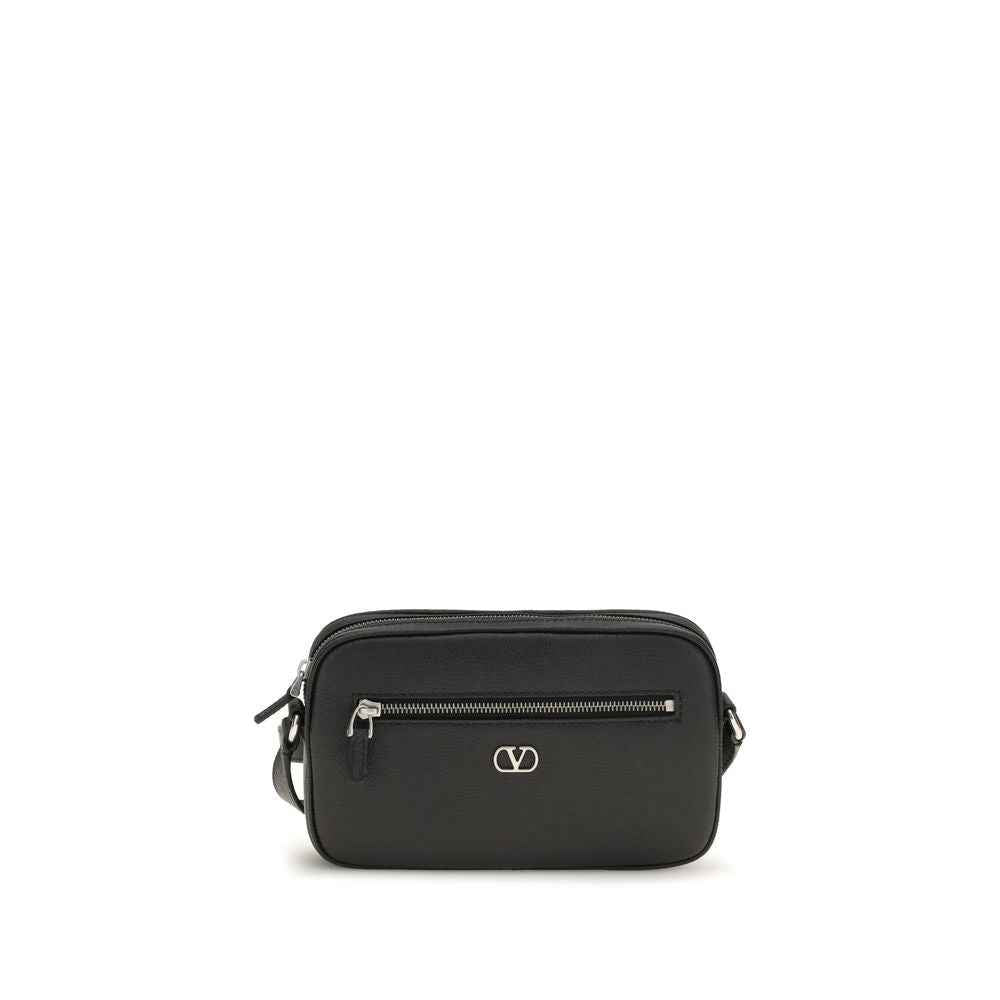 Valentino Garavani Black Calf Leather Bos Taurus Shoulder Bag