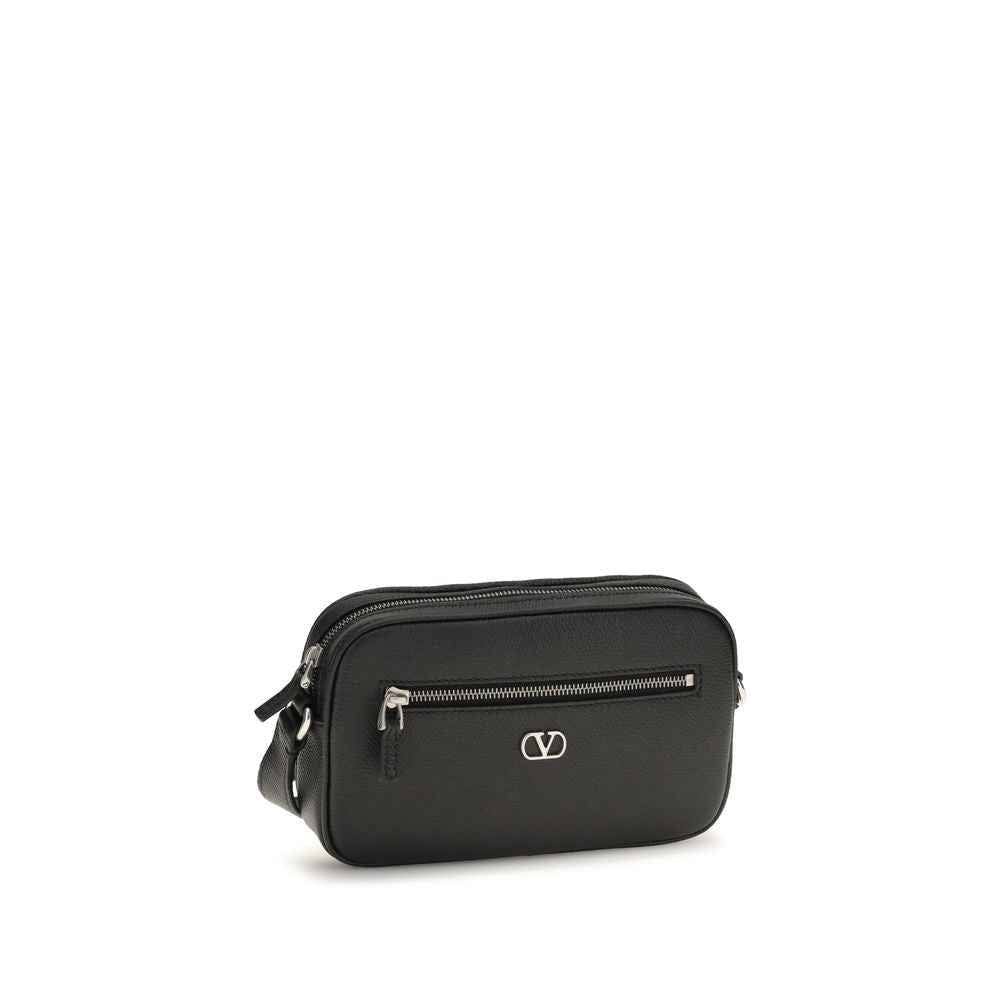 Valentino Garavani Black Calf Leather Bos Taurus Shoulder Bag