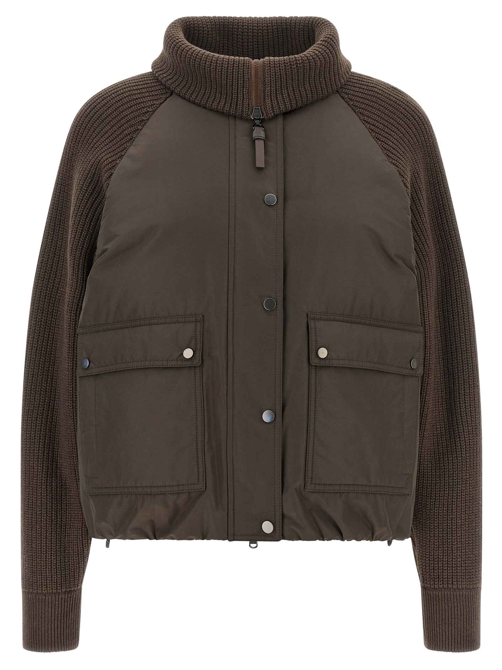 Brunello Cucinelli Brown Cotton Full-Length Jacket