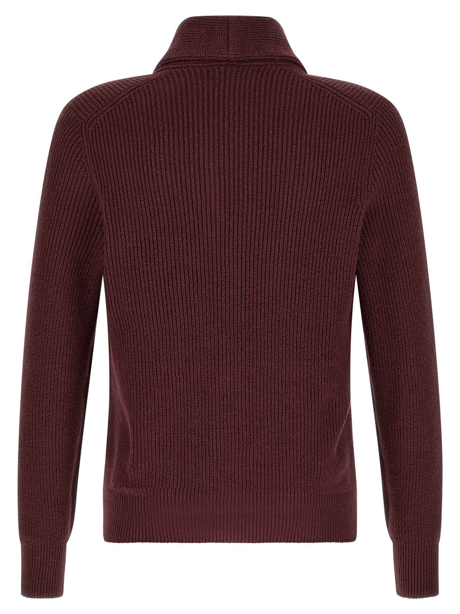 Brunello Cucinelli Bordeaux Cotton Cardigan