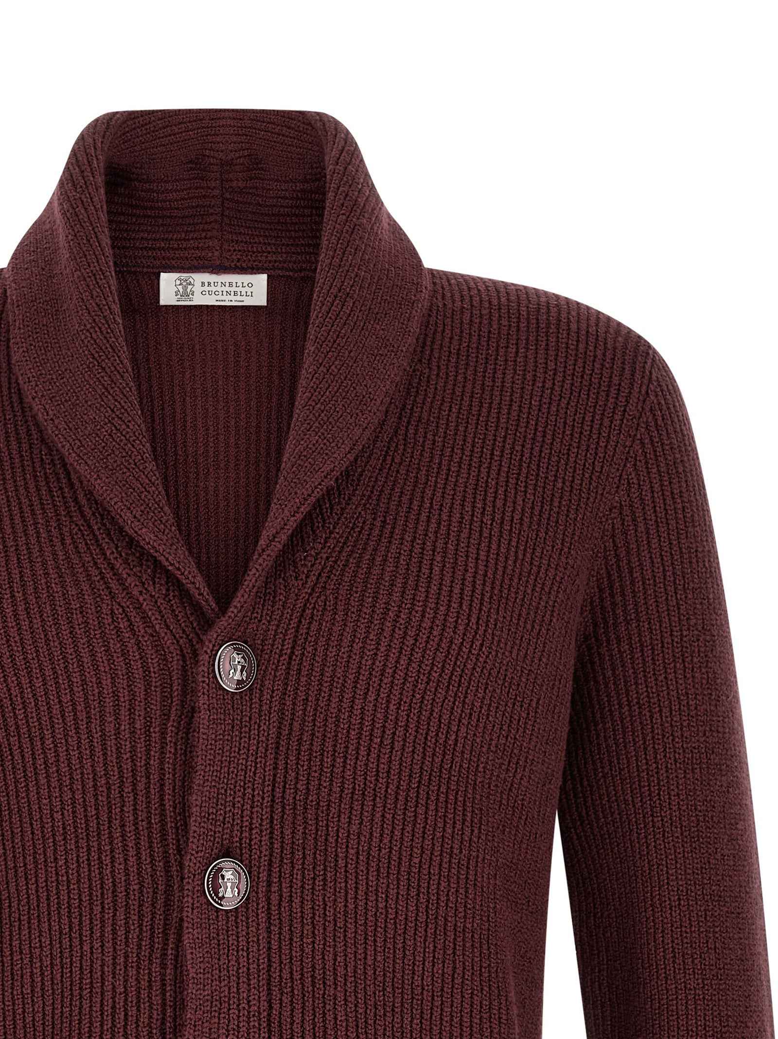 Brunello Cucinelli Bordeaux Cotton Cardigan