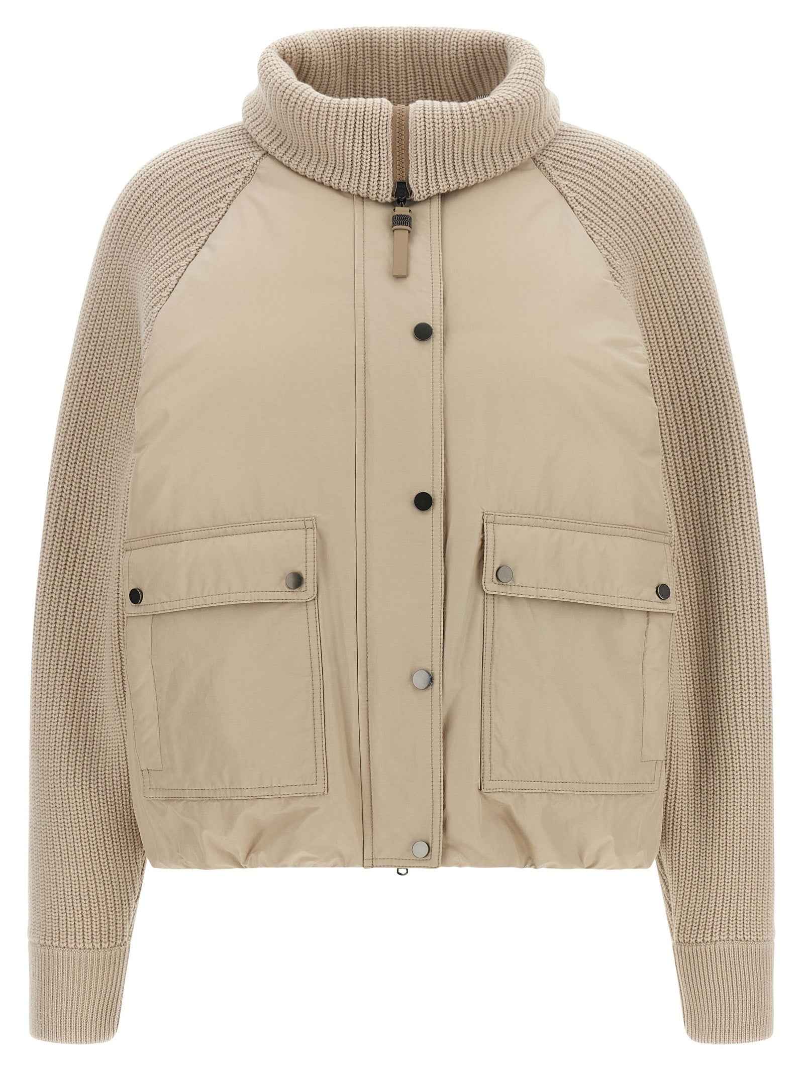 Brunello Cucinelli Beige Cotton Full-Length Jacket