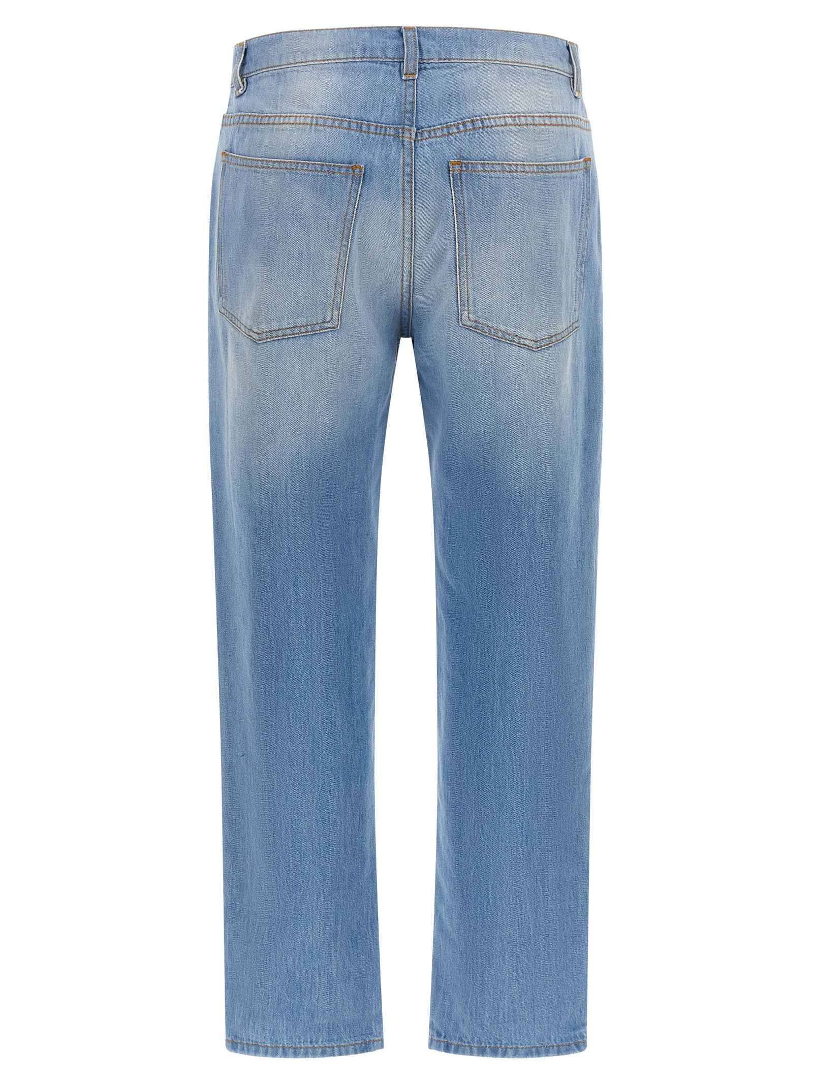 Moschino Blue Cotton Straight-Leg Jeans