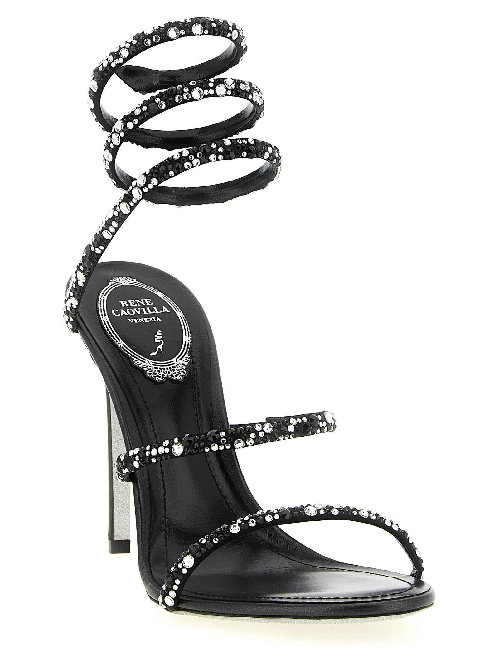 RENE CAOVILLA Bicolor Viscose Stiletto Heel Sandals