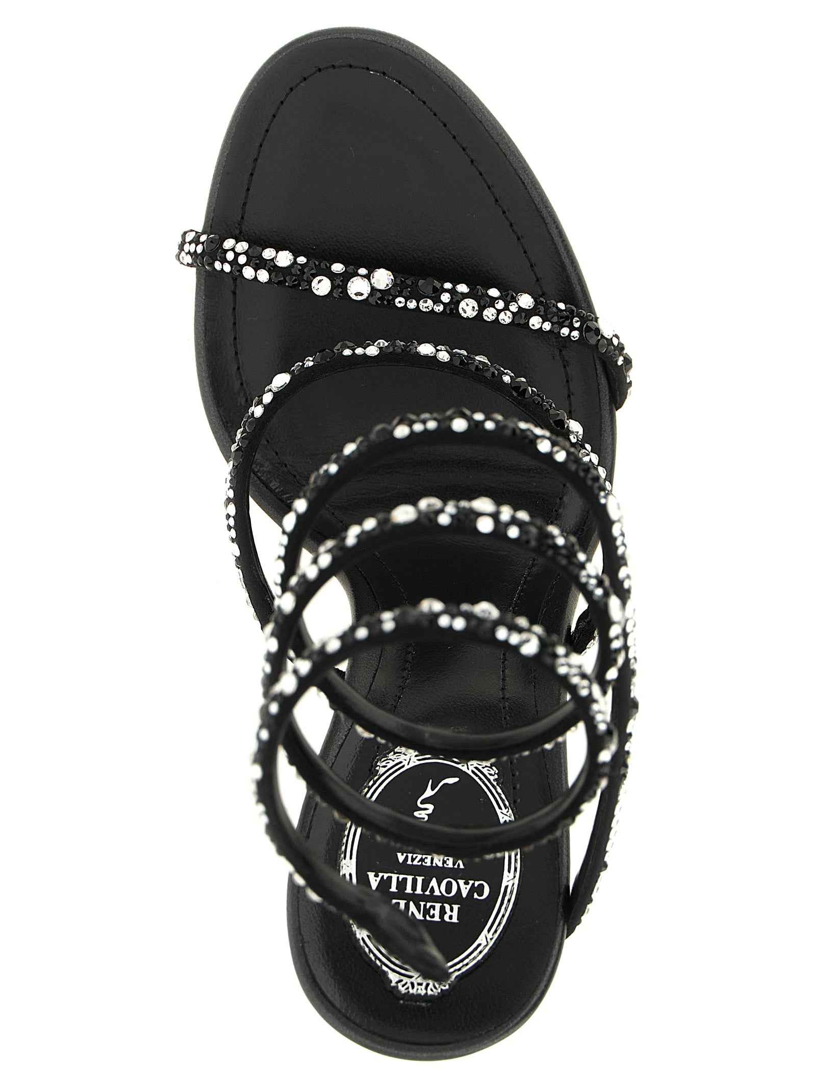 RENE CAOVILLA Bicolor Viscose Stiletto Heel Sandals