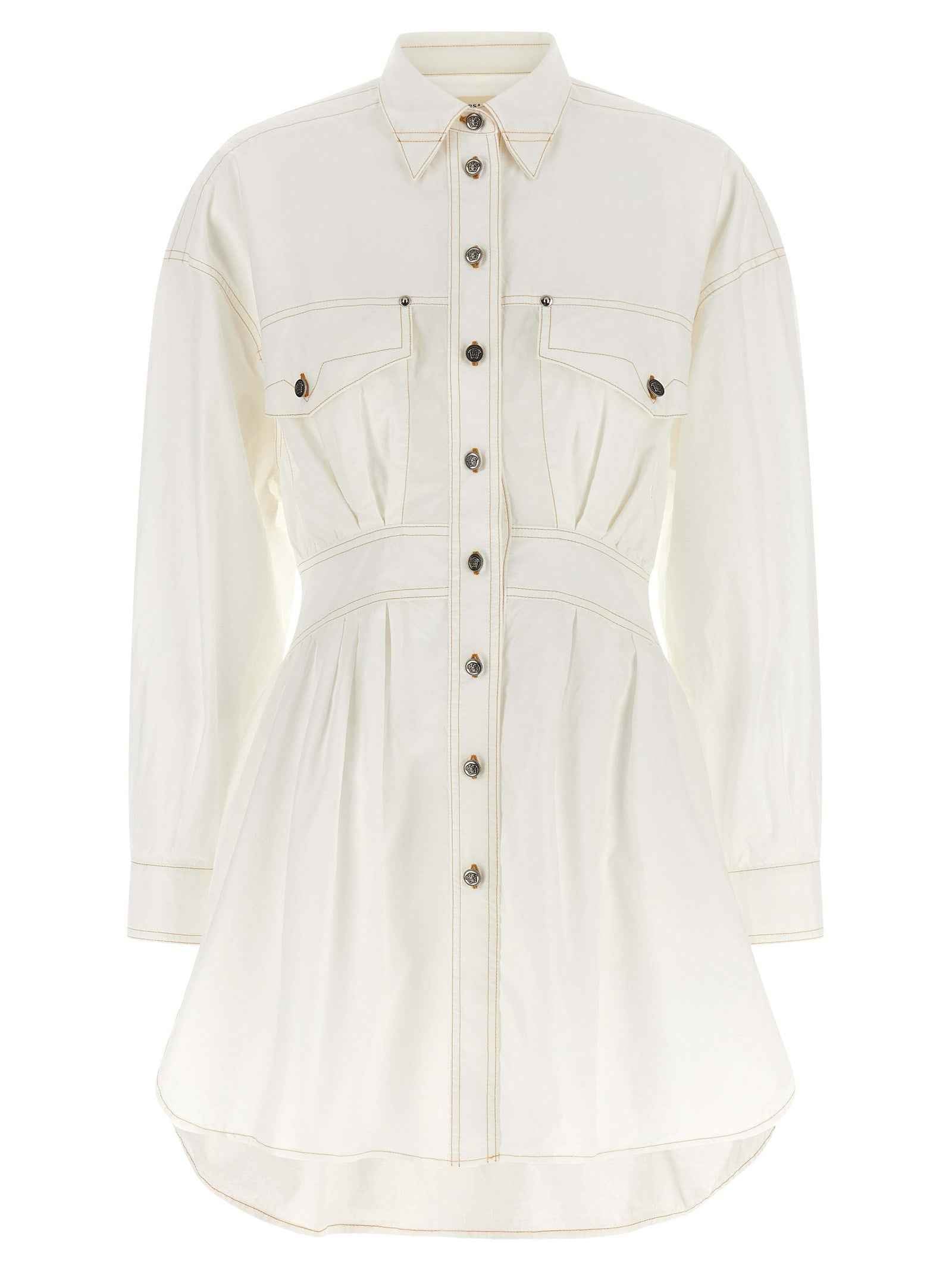 Versace White Cotton Short Dress