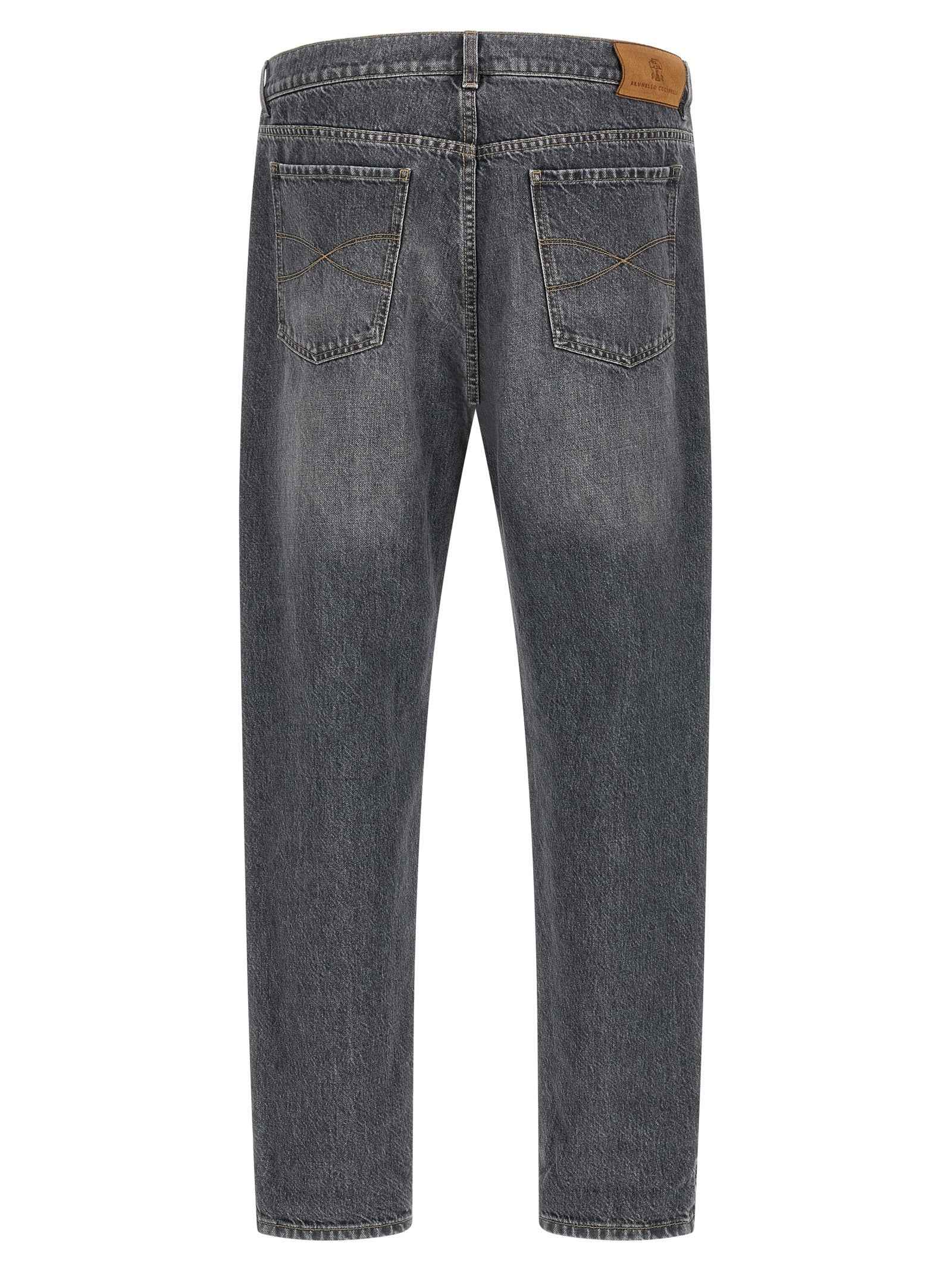 Brunello Cucinelli Gray Cotton Straight-Leg Jeans