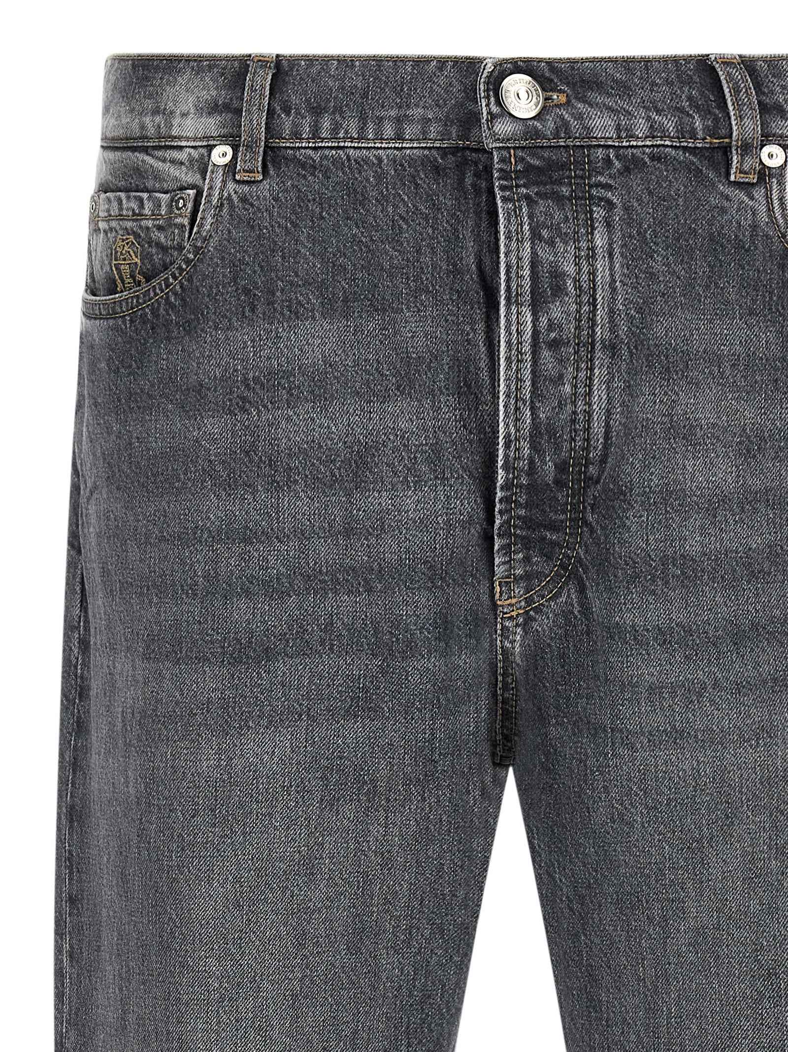 Brunello Cucinelli Gray Cotton Straight-Leg Jeans