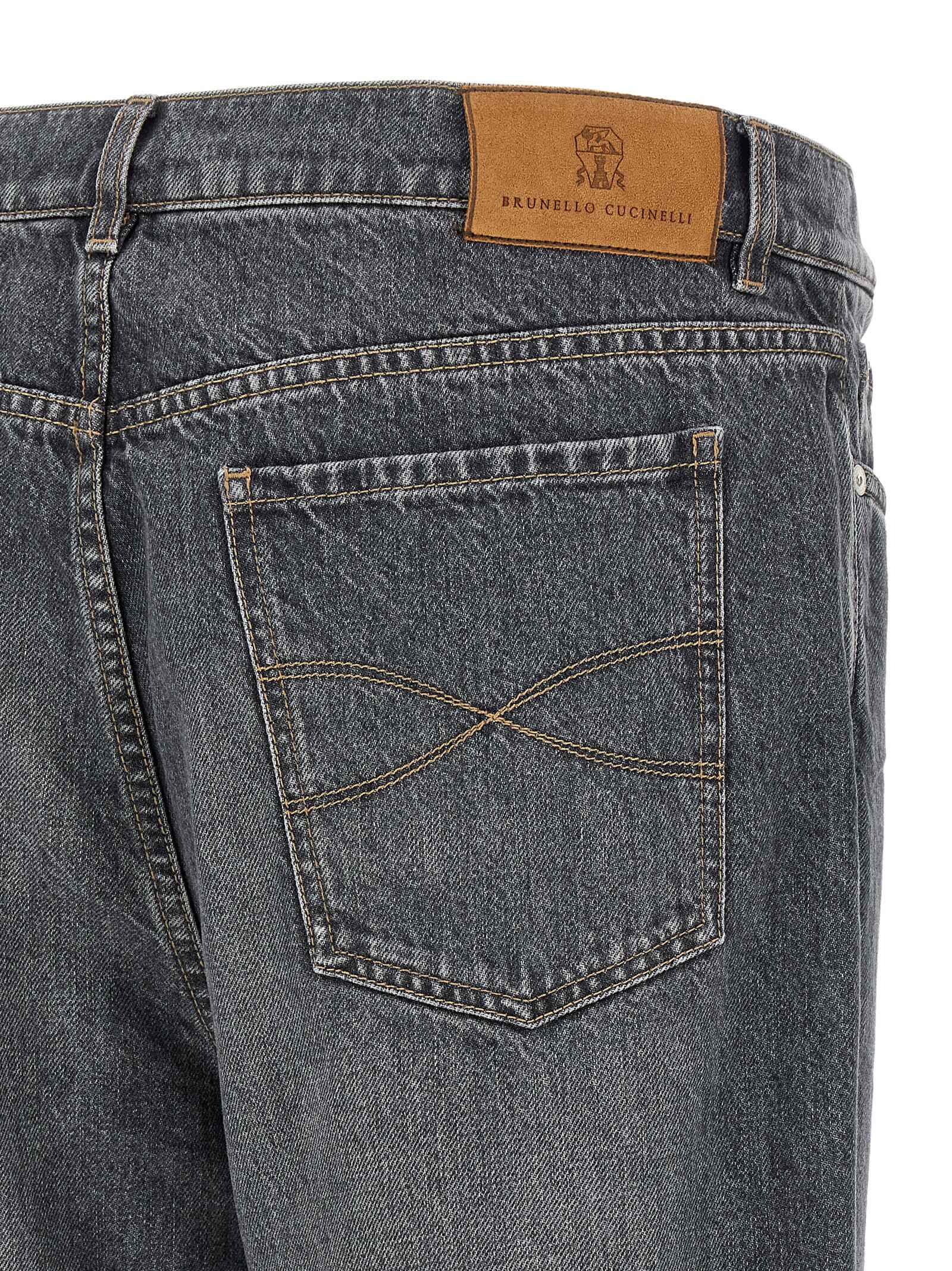 Brunello Cucinelli Gray Cotton Straight-Leg Jeans