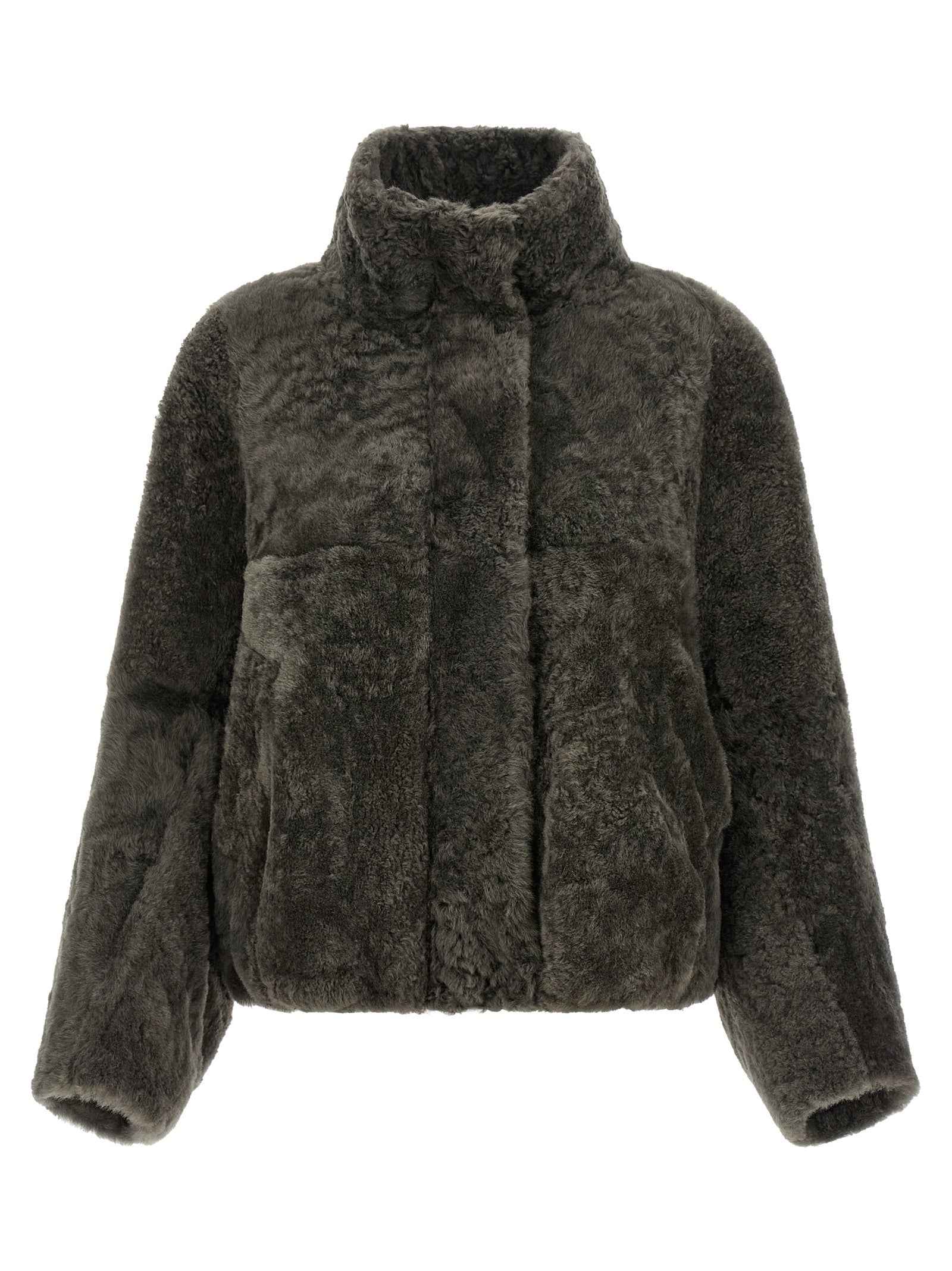 Brunello Cucinelli Gray Lamb Leather Full-Length Jacket