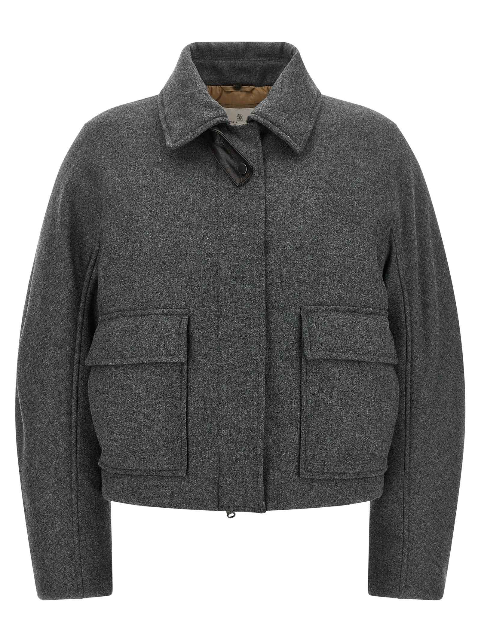 Brunello Cucinelli Gray Virgin Wool Full-Length Jacket