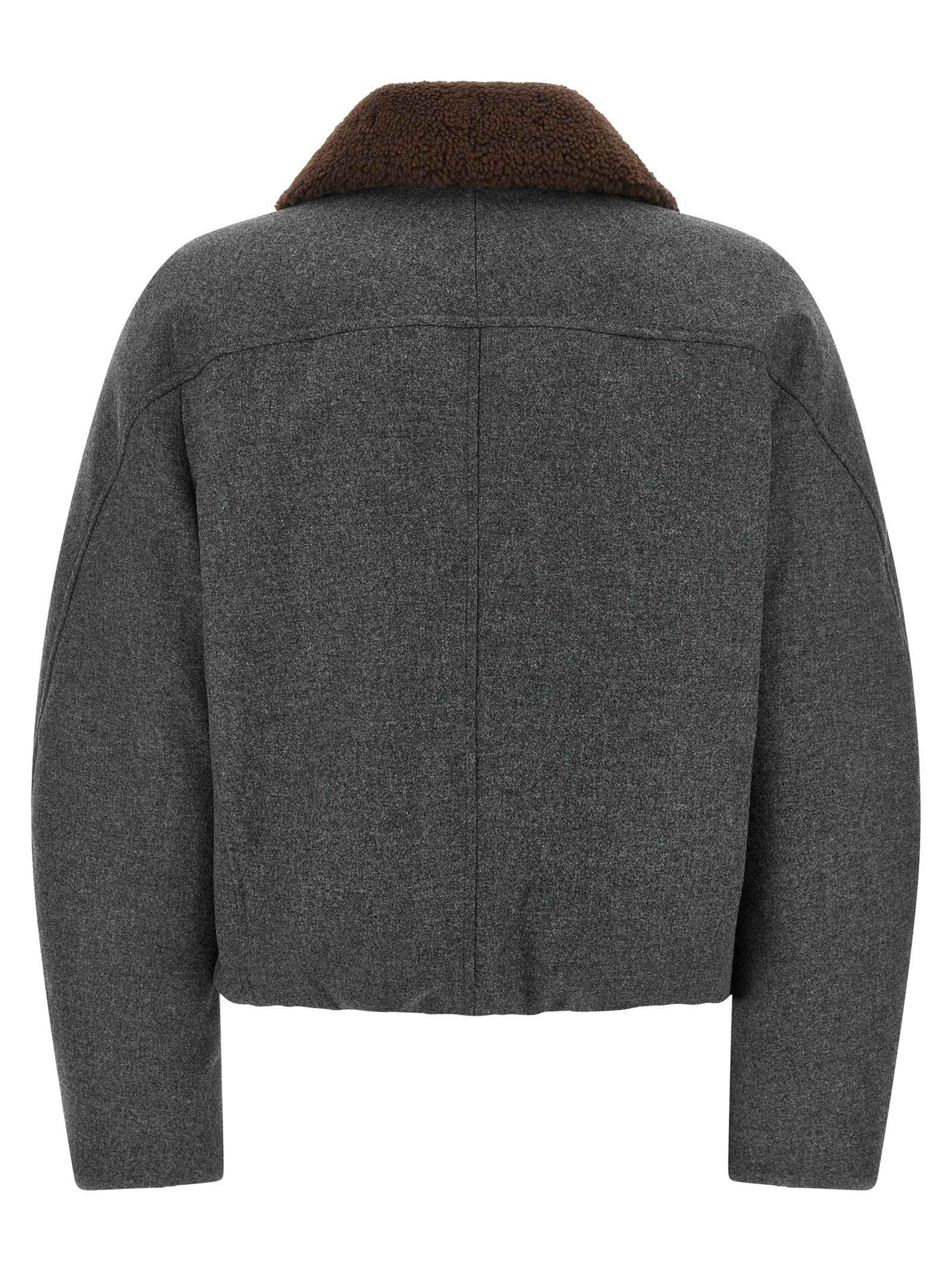Brunello Cucinelli Gray Virgin Wool Full-Length Jacket