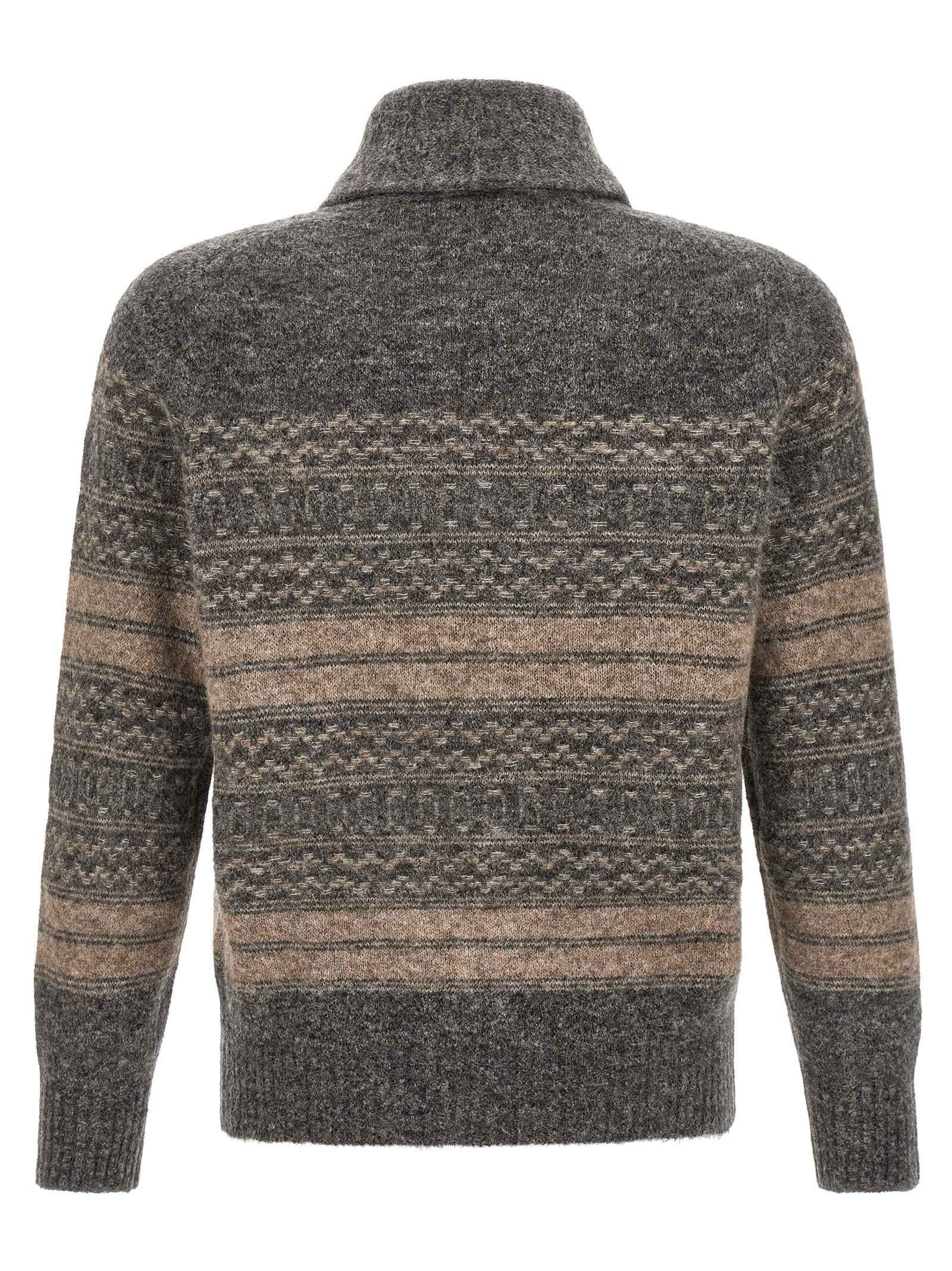Brunello Cucinelli Gray Alpaca Leather Cardigan