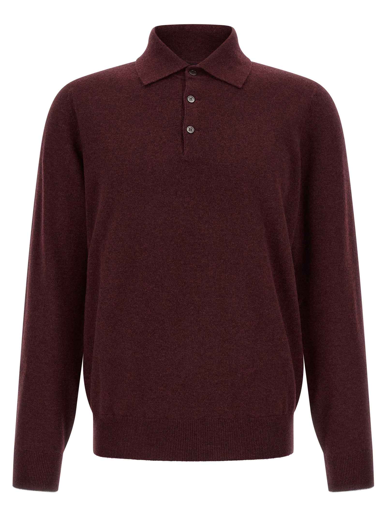 Brunello Cucinelli Bordeaux Cashmere Polo Shirt