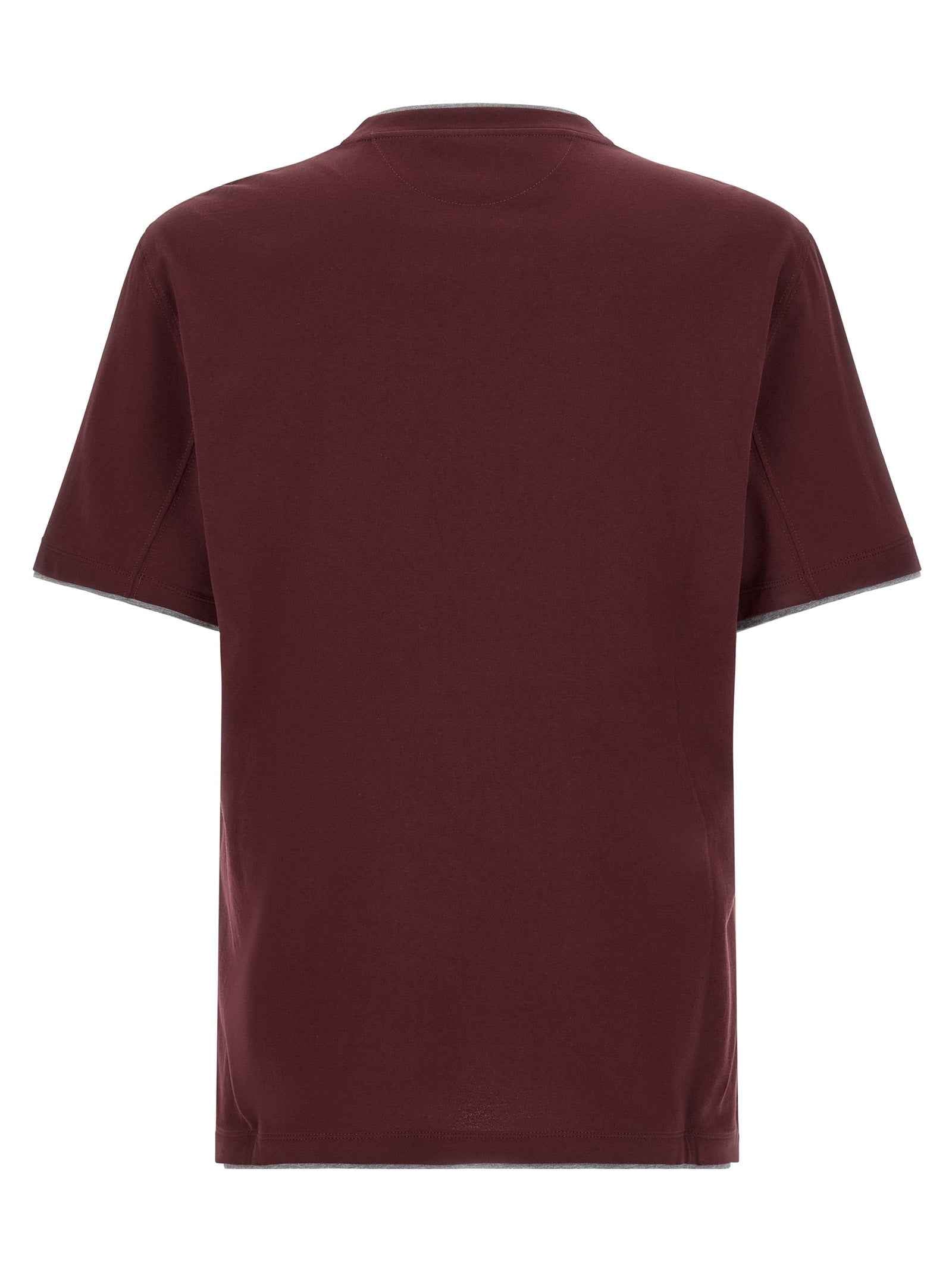 Brunello Cucinelli Bordeaux Cotton T-Shirt