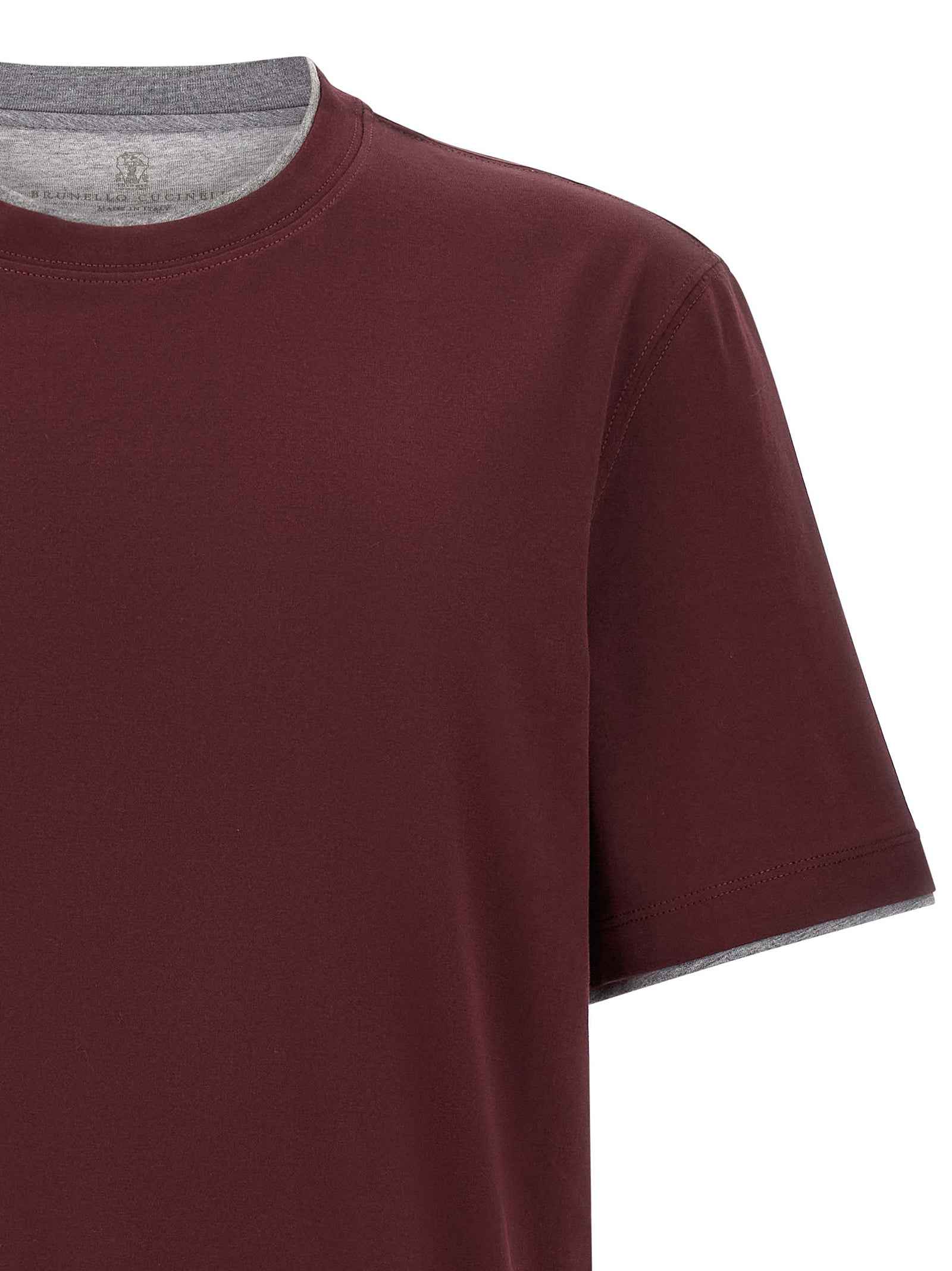 Brunello Cucinelli Bordeaux Cotton T-Shirt