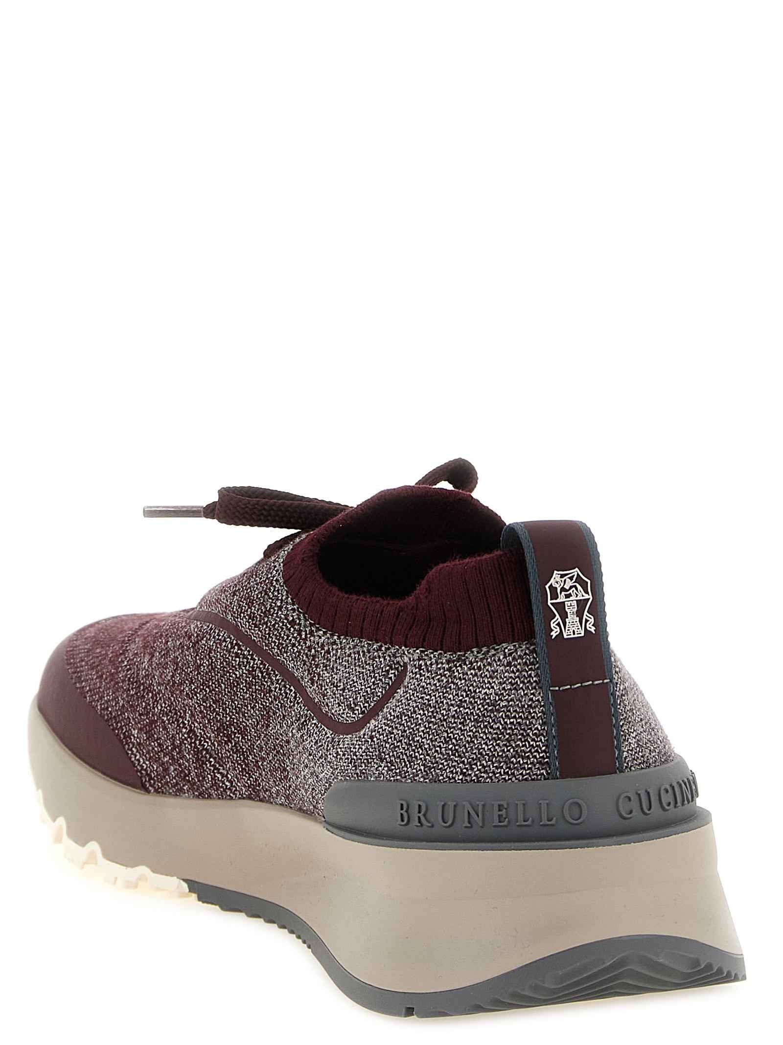 Brunello Cucinelli Bordeaux Cotton Athletic Sneakers
