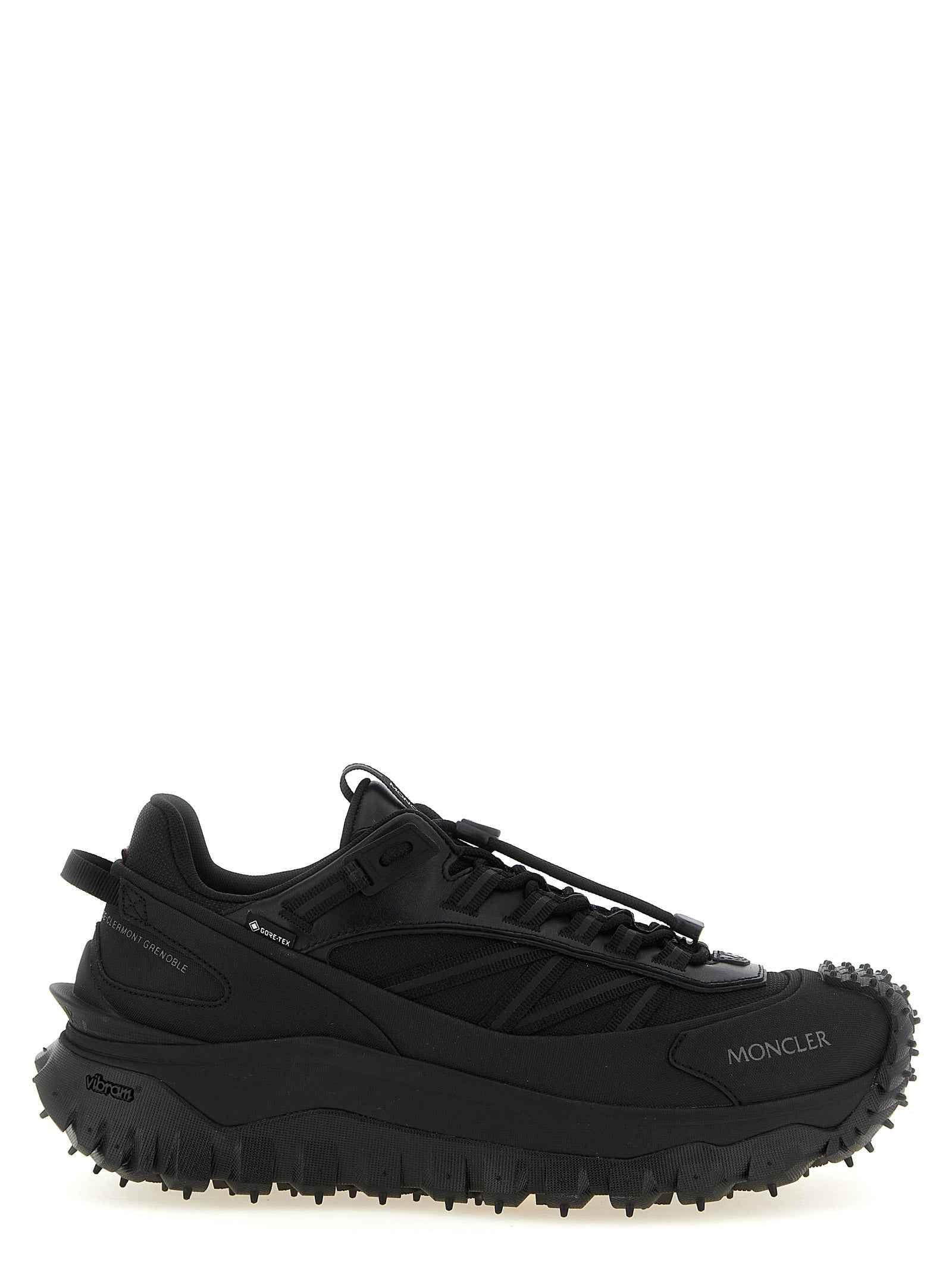 Moncler Black Leather Athletic Sneakers