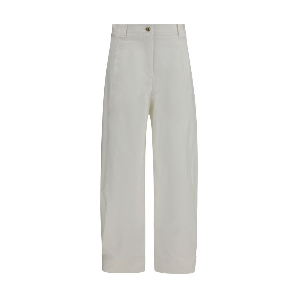Max Mara White Cotton Cropped Pants