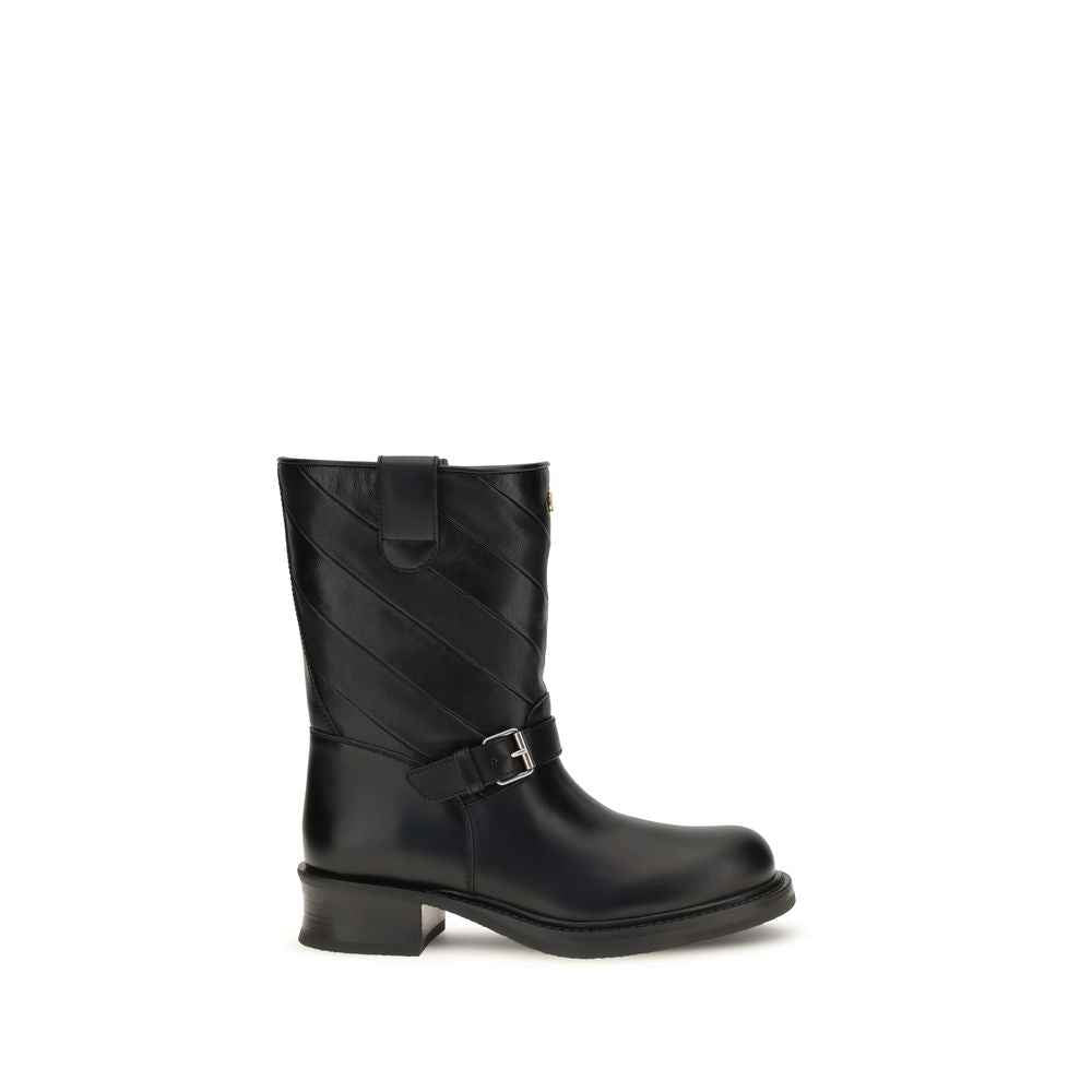 Valentino Garavani Black Calf Leather Bos Taurus Ankle Boots