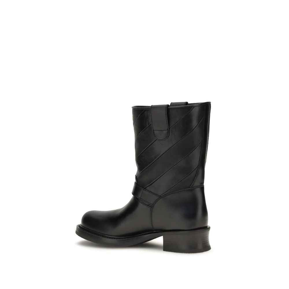 Valentino Garavani Black Calf Leather Bos Taurus Ankle Boots