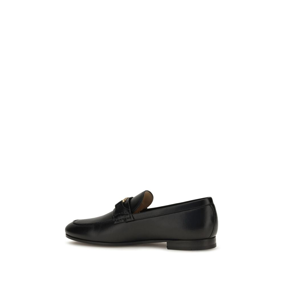 Valentino Garavani Black Calf Leather Bos Taurus Slip-On Loafers