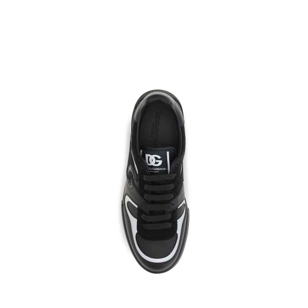 Dolce & Gabbana Black Calf Leather Bos Taurus Sneakers