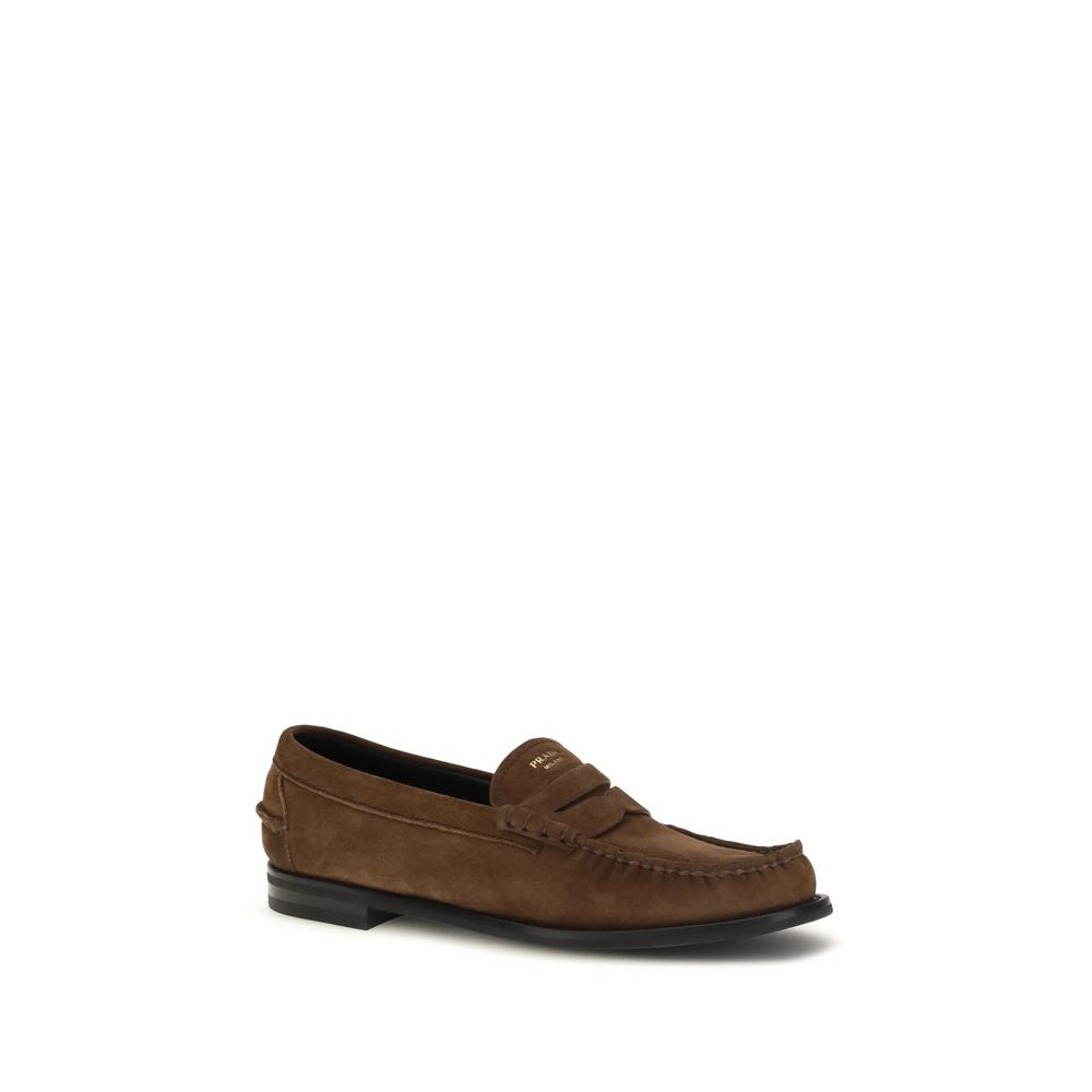 Prada Brown Suede Leather Slip-On Loafers