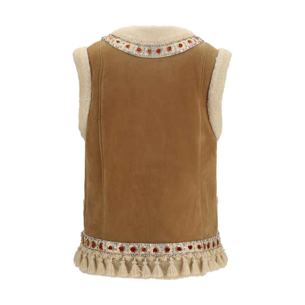 Valentino Garavani Beige Lamb Ovis Aries Aries Sleeveless Jacket