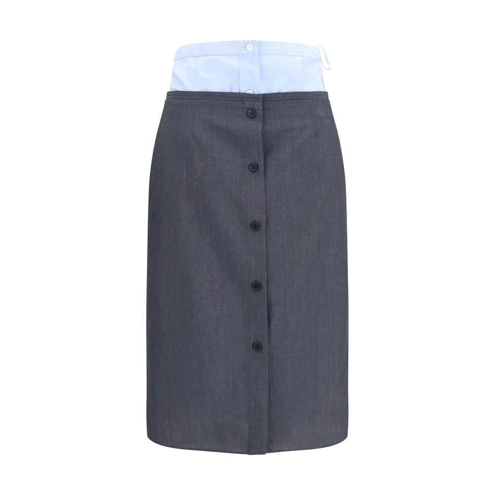Prada Gray Cotton Midi Skirt
