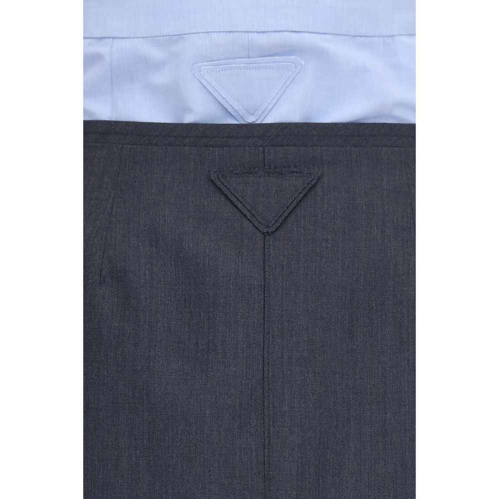 Prada Gray Cotton Midi Skirt