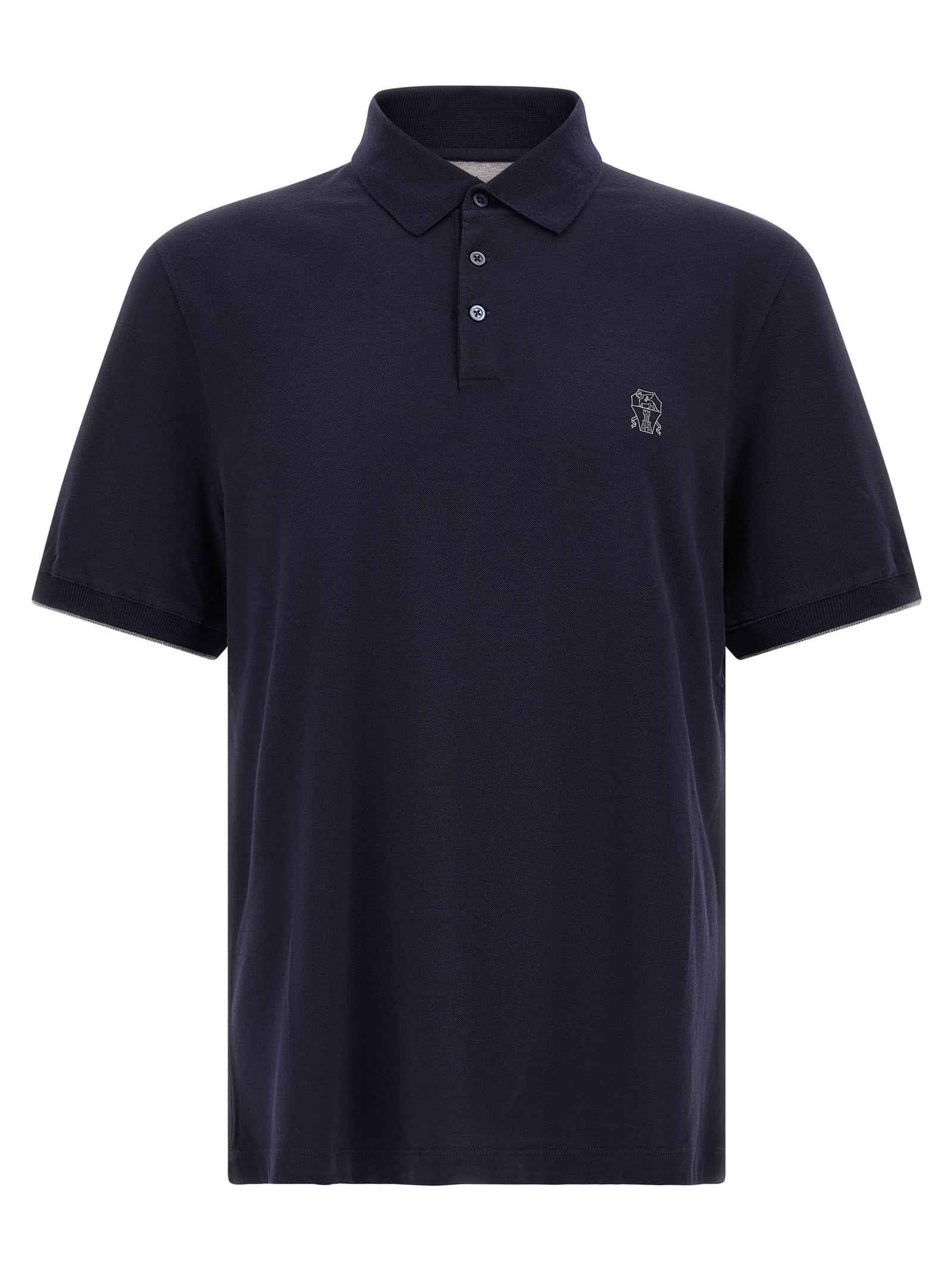 Brunello Cucinelli Blue Cotton Polo Shirt
