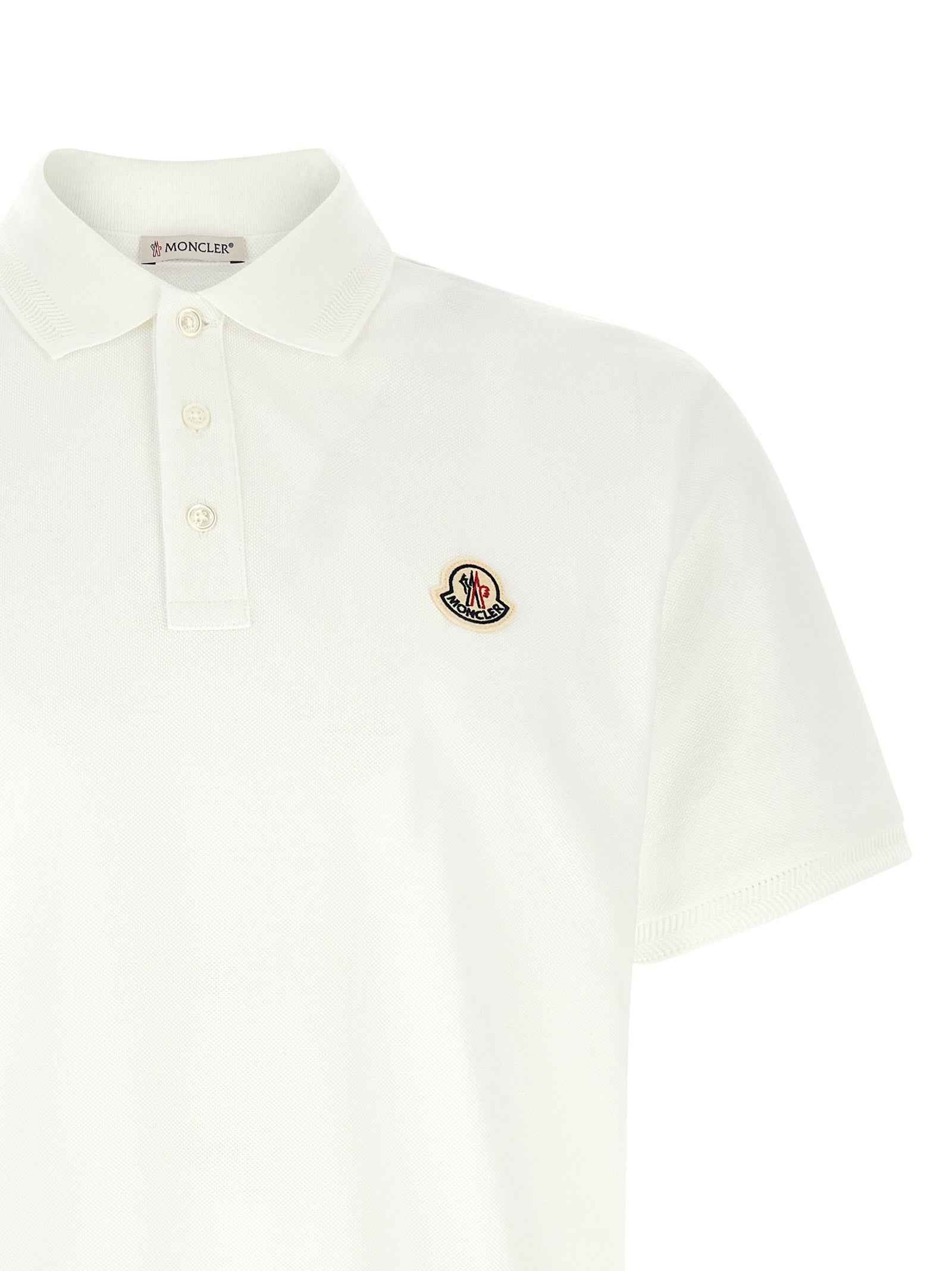 Moncler White Cotton Polo Shirt