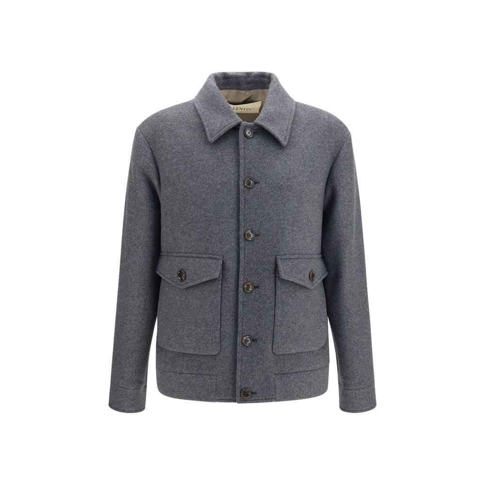 Valentino Garavani Gray Wool Oves Aries Full-Length Jacket