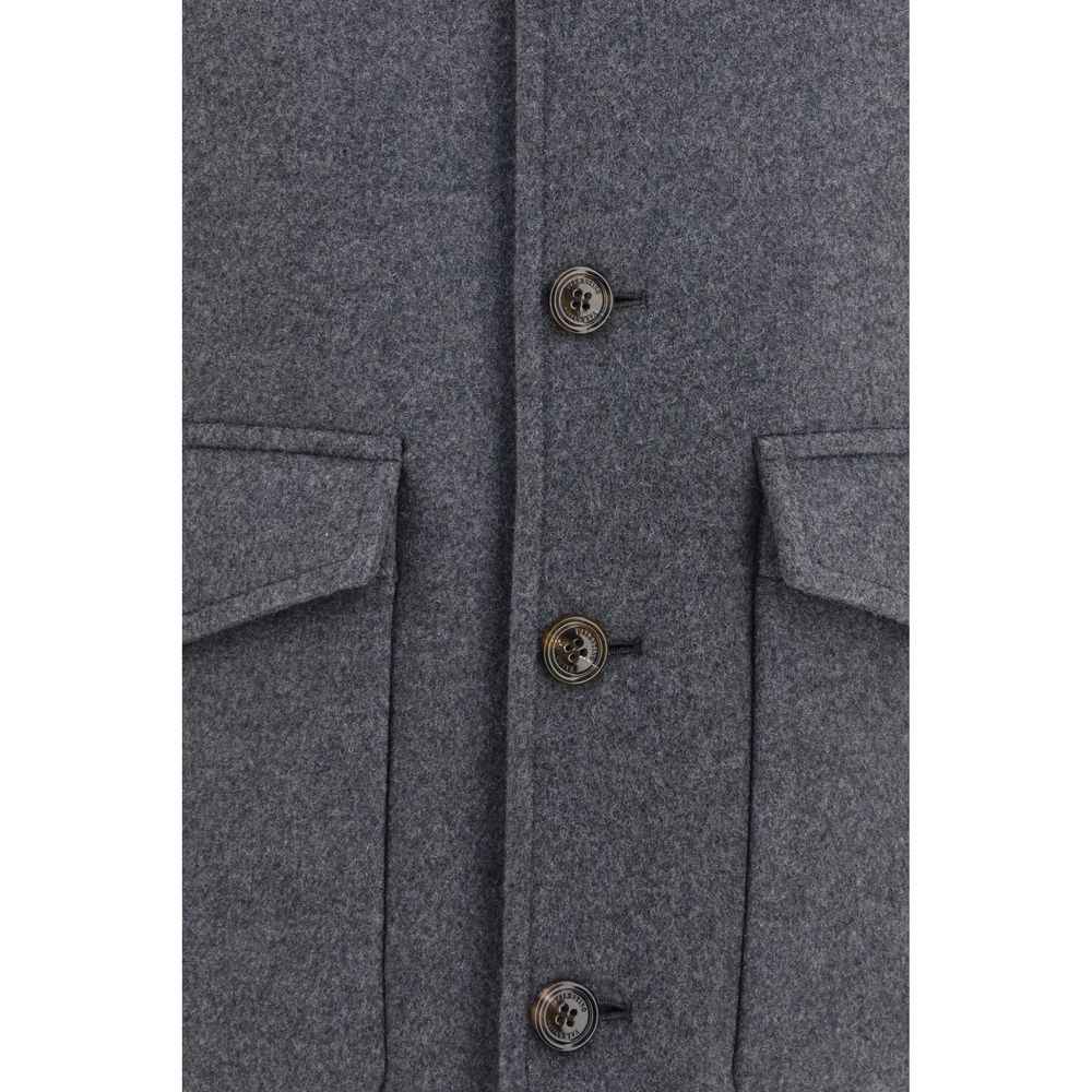 Valentino Garavani Gray Wool Oves Aries Full-Length Jacket