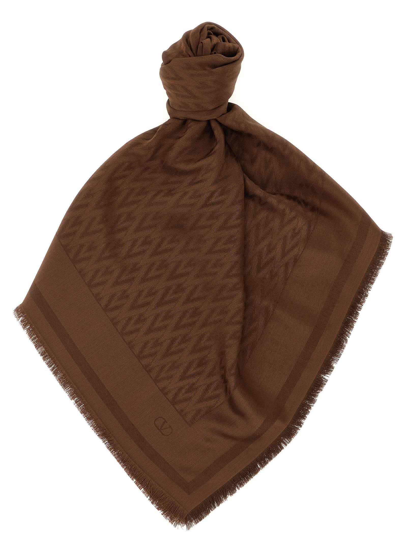 Valentino Garavani Brown Silk Scarf