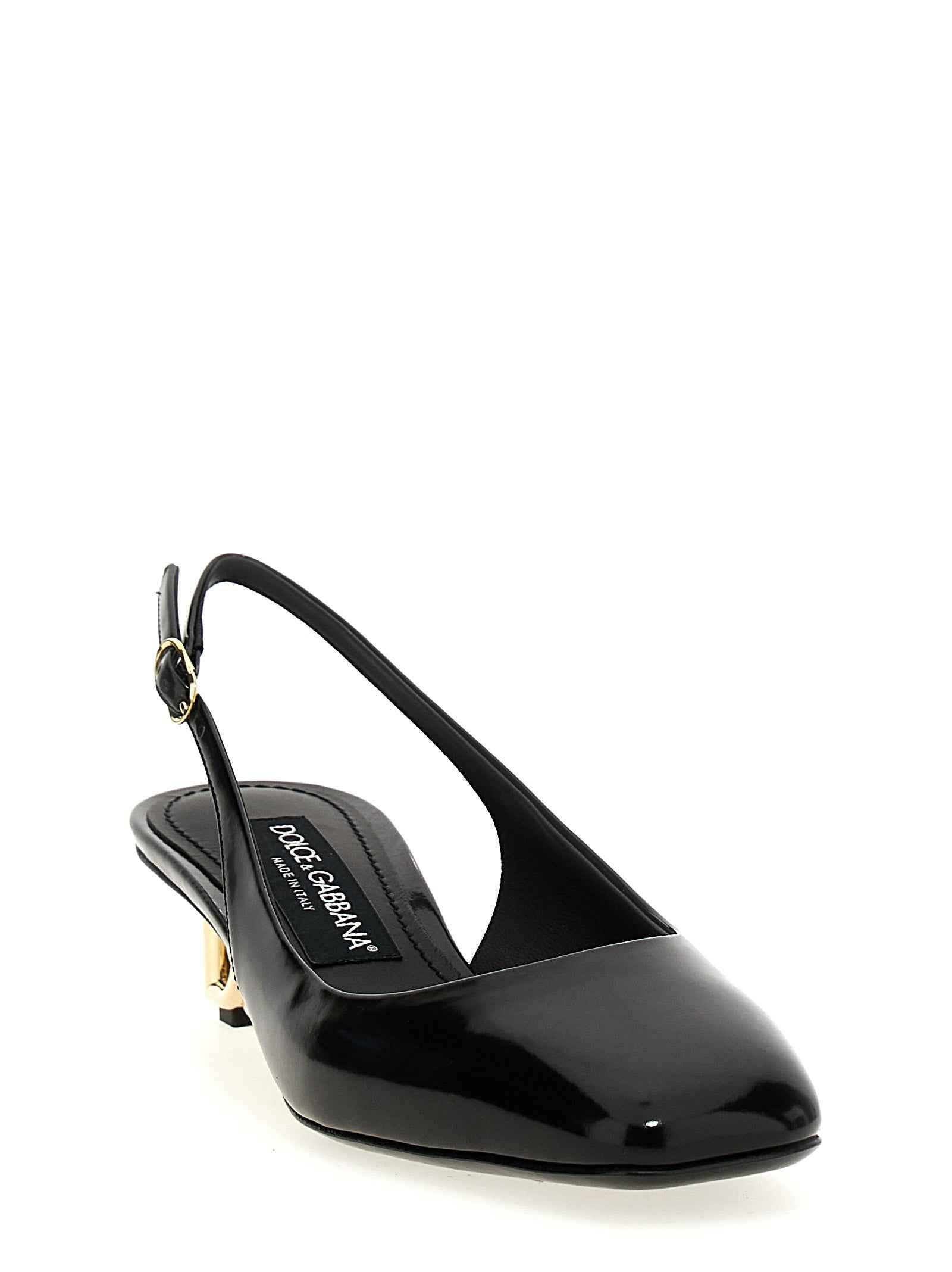 Dolce & Gabbana Black Calfskin Mid Heel Pumps