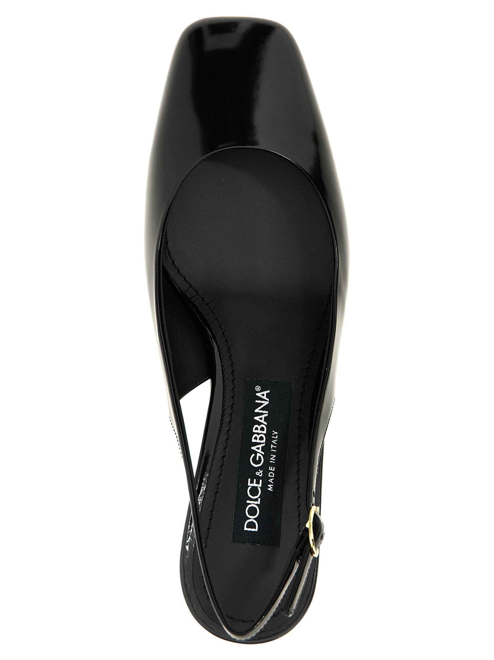 Dolce & Gabbana Black Calfskin Mid Heel Pumps