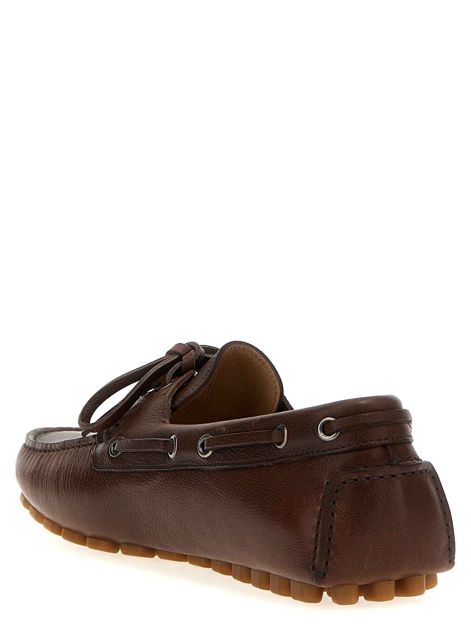 Valentino Garavani Brown Buffalo Leather Slip-On Loafers