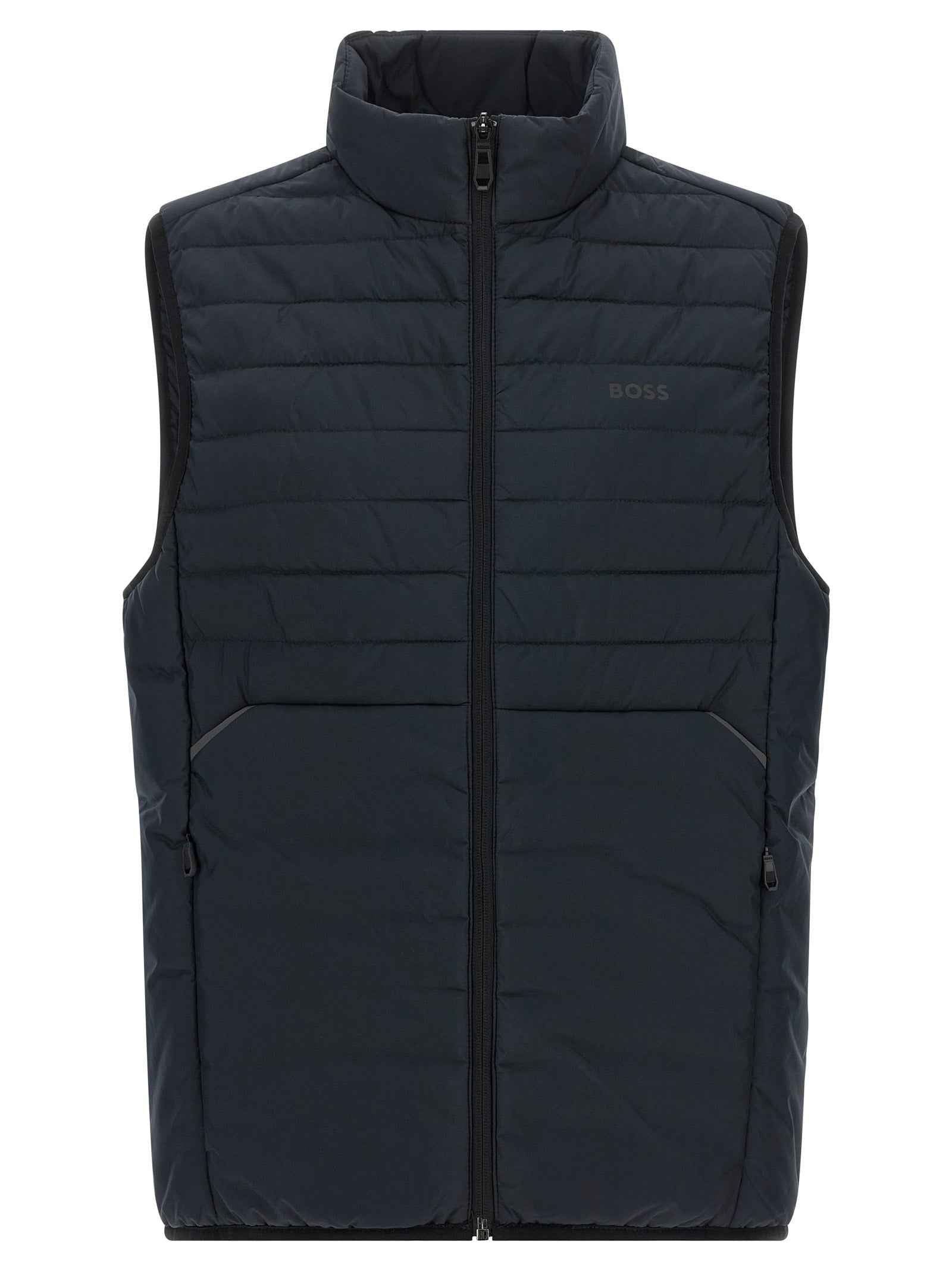 Hugo Boss Blue Polyester Sleeveless Jacket