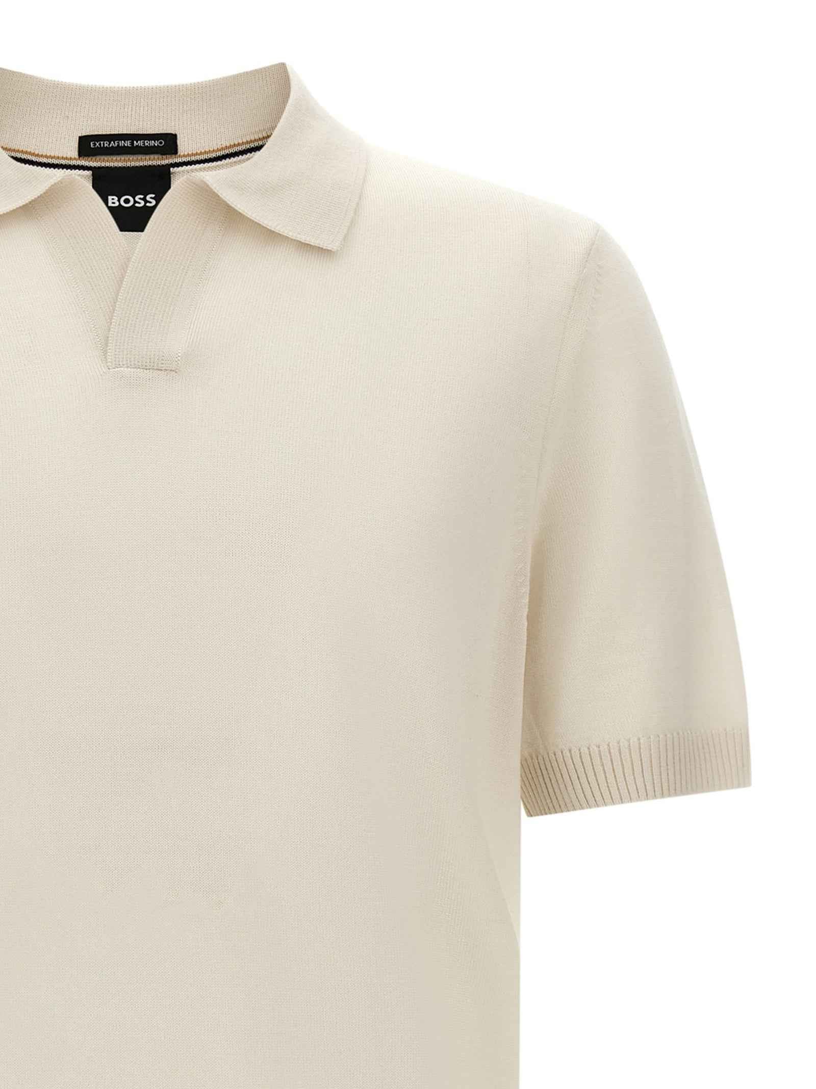 Hugo Boss White Virgin Wool Polo Shirt